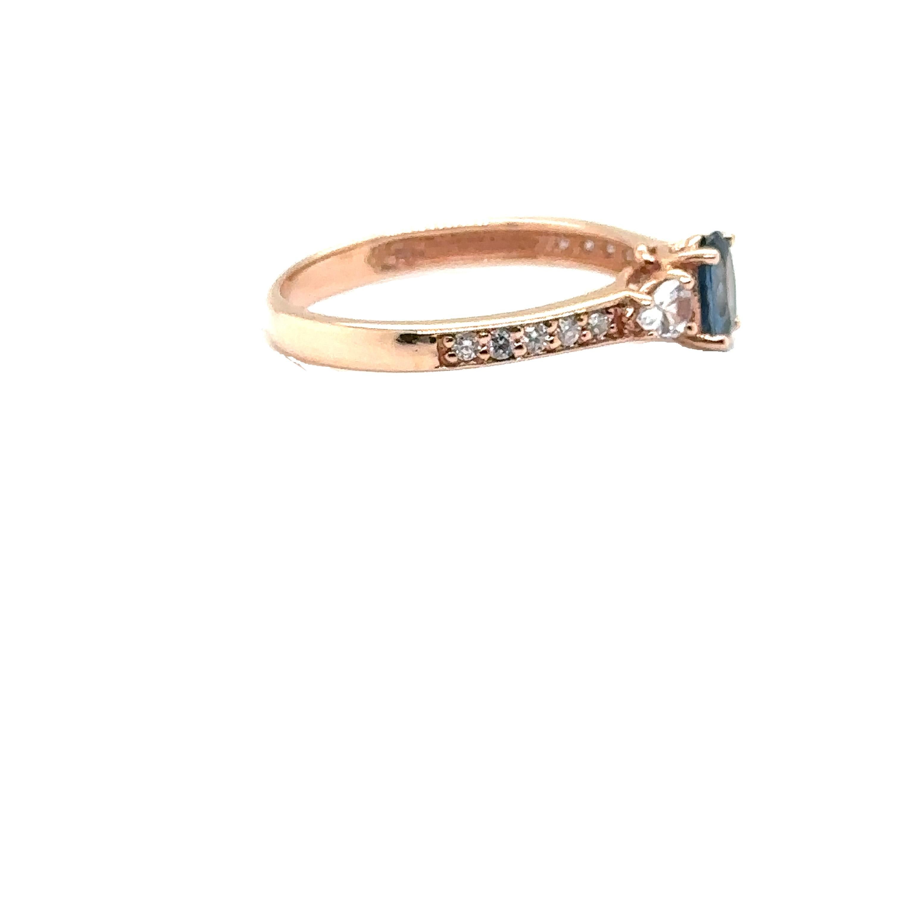 Women's JAS-21-2240 - 14K ROSE GOLD OVAL SAPPHIRE RING with WHITE SAPPHIRES & DIAMONDS For Sale