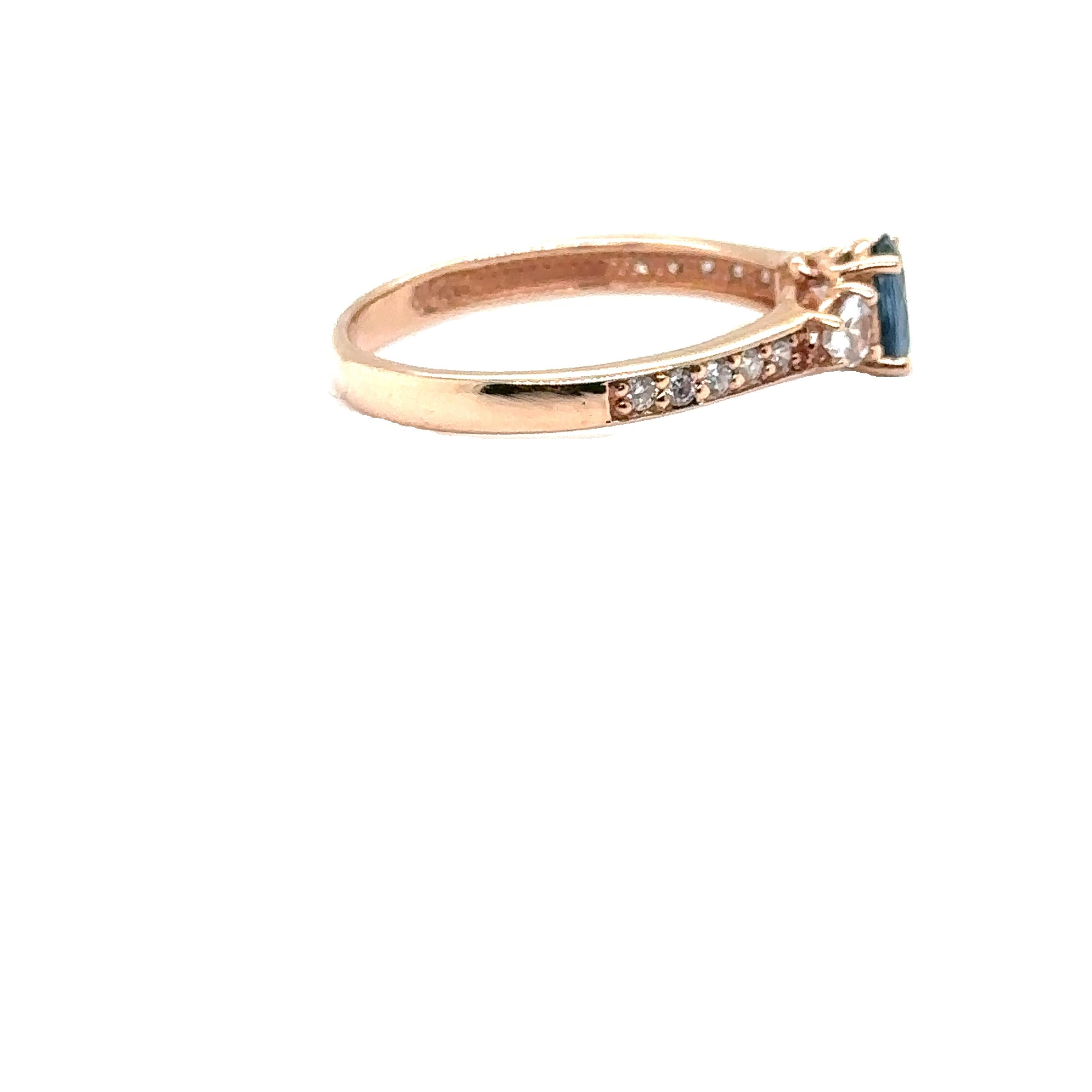JAS-21-2240 - 14K ROSE GOLD OVAL SAPPHIRE RING with WHITE SAPPHIRES & DIAMONDS For Sale 1
