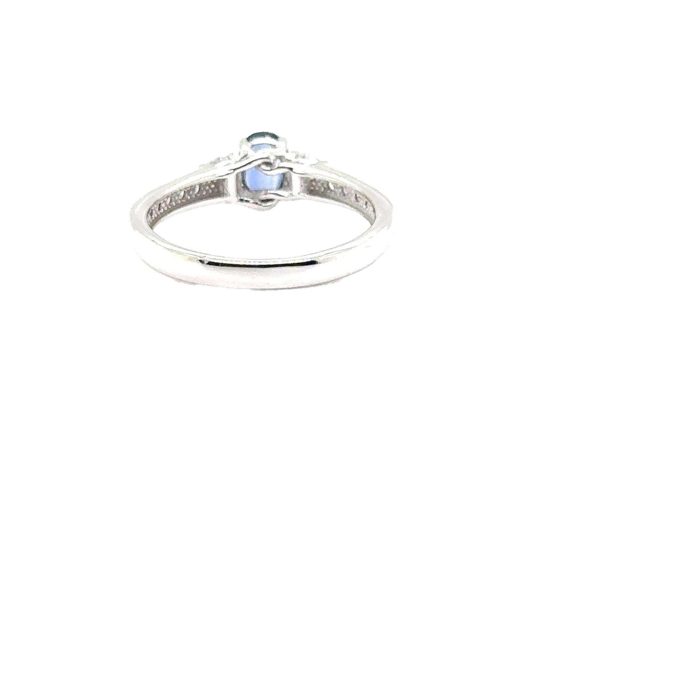 Modern JAS-21-2241 - 14K WHITE GOLD OVAL SAPPHIRE RING with WHITE SAPPHIRES & DIAMONDS For Sale