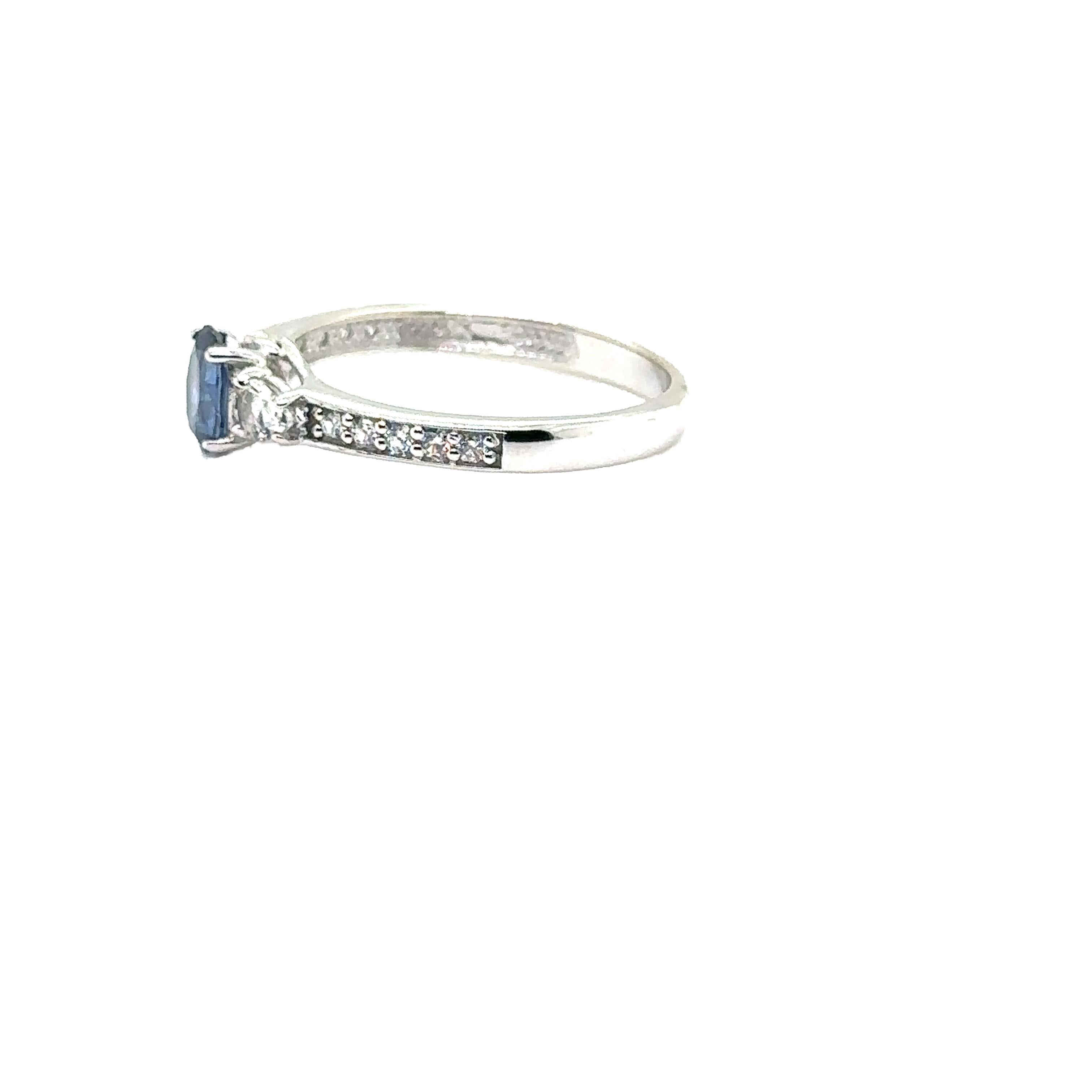 Women's JAS-21-2241 - 14K WHITE GOLD OVAL SAPPHIRE RING with WHITE SAPPHIRES & DIAMONDS For Sale