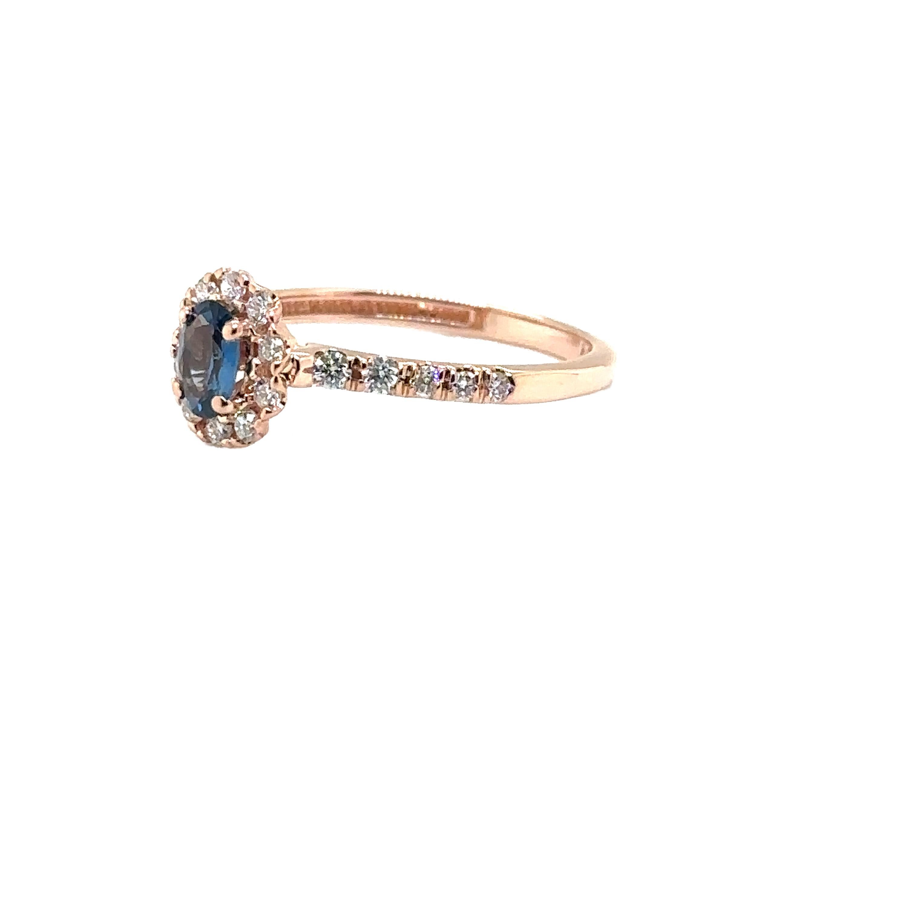 JAS-21-2243 - 14K ROSE GOLD OVAL SAPPHIRE Ring mit Diamanten  im Angebot 4
