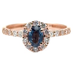 JAS-21-2243 - 14K ROSE GOLD OVAL SAPPHIRE RING with DIAMONDS