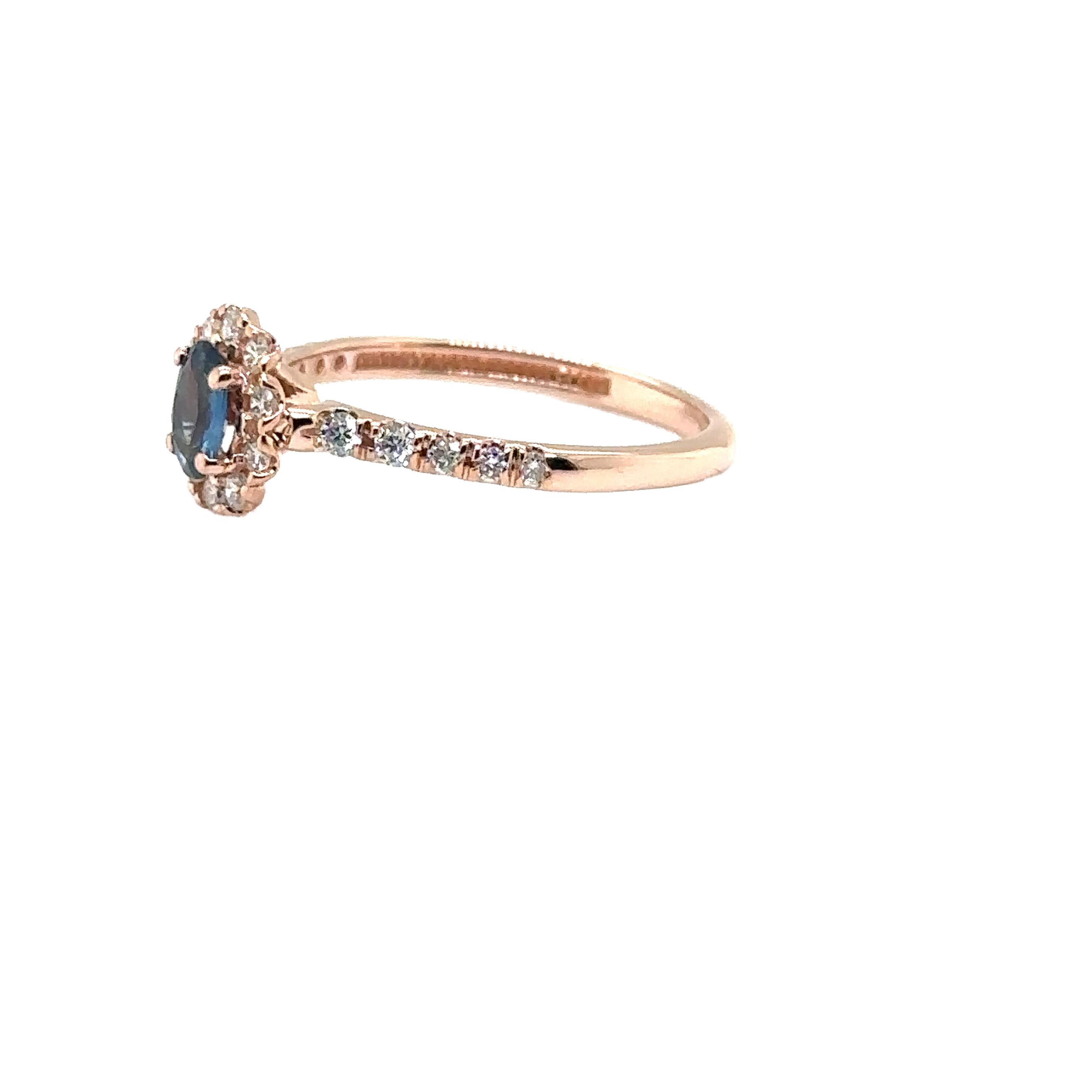 JAS-21-2243 - 14K ROSE GOLD OVAL SAPPHIRE Ring mit Diamanten  (Moderne) im Angebot