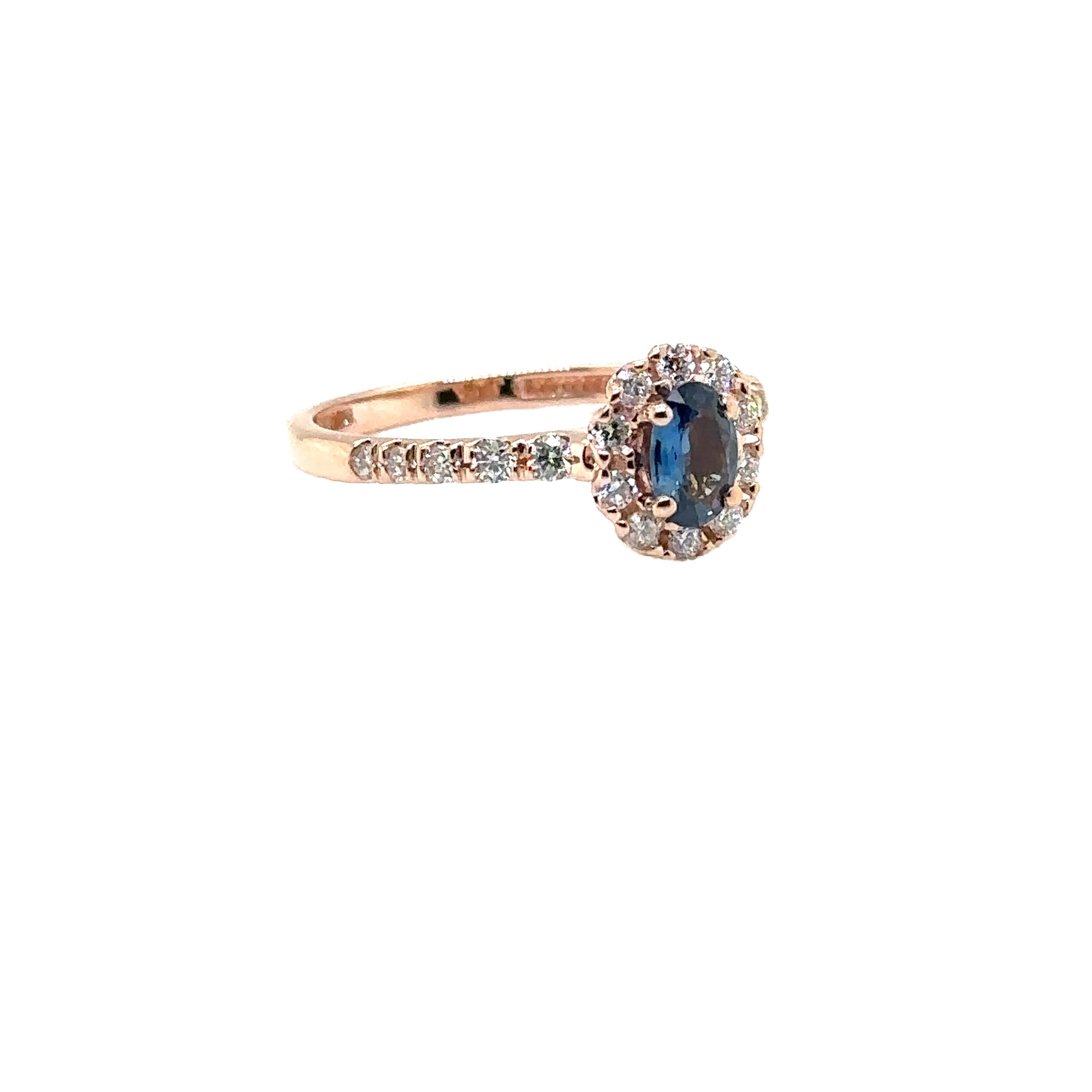 JAS-21-2243 - 14K ROSE GOLD OVAL SAPPHIRE Ring mit Diamanten  im Zustand „Neu“ im Angebot in New York, NY