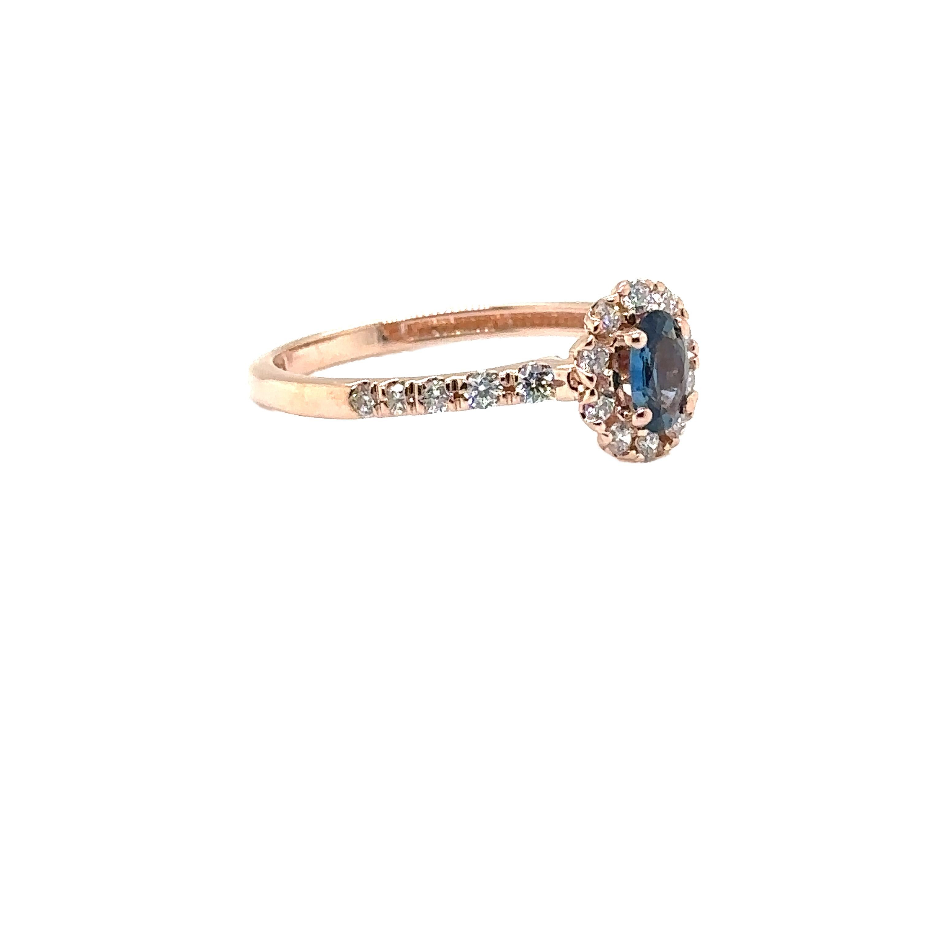 JAS-21-2243 - 14K ROSE GOLD OVAL SAPPHIRE Ring mit Diamanten  Damen im Angebot
