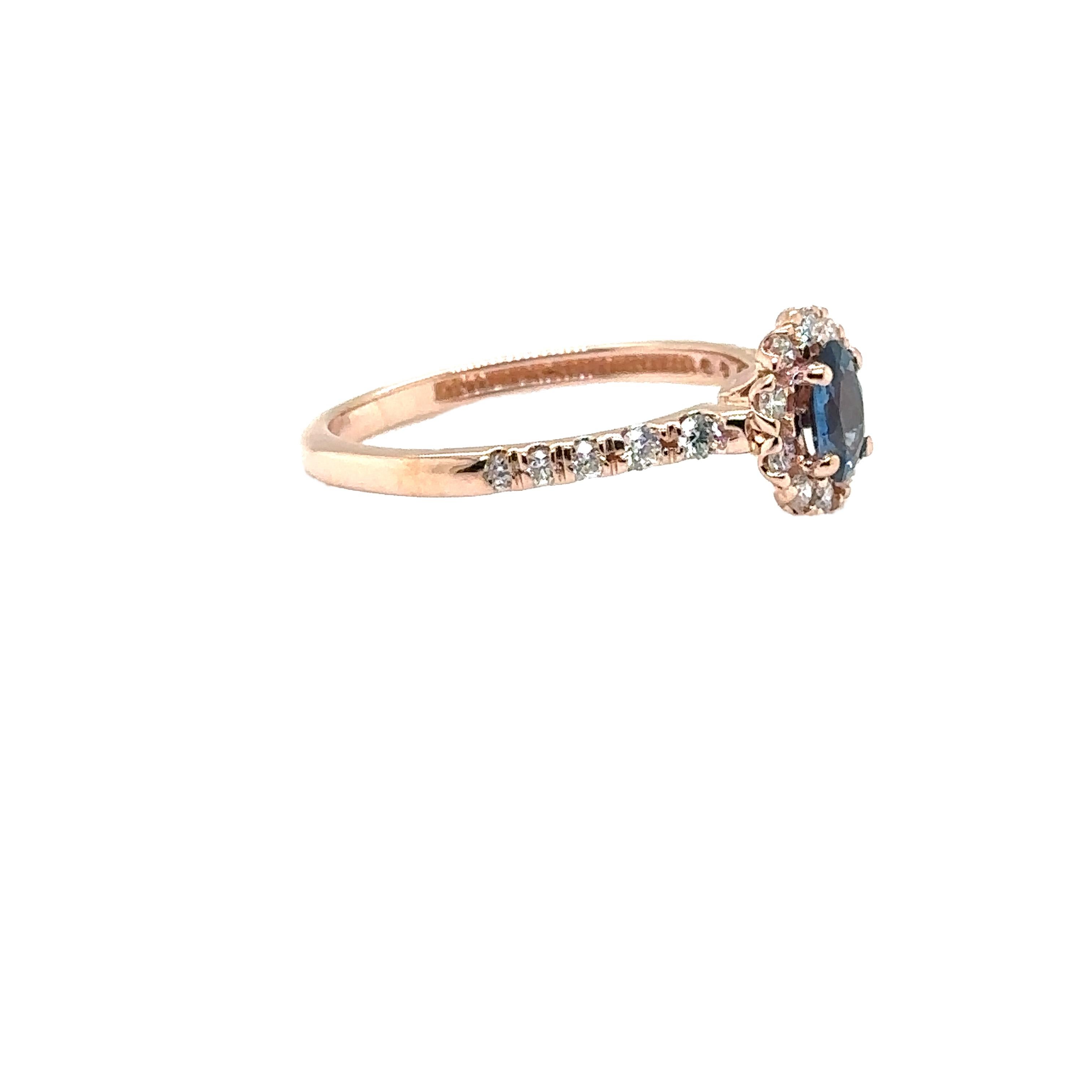 JAS-21-2243 - 14K ROSE GOLD OVAL SAPPHIRE Ring mit Diamanten  im Angebot 1