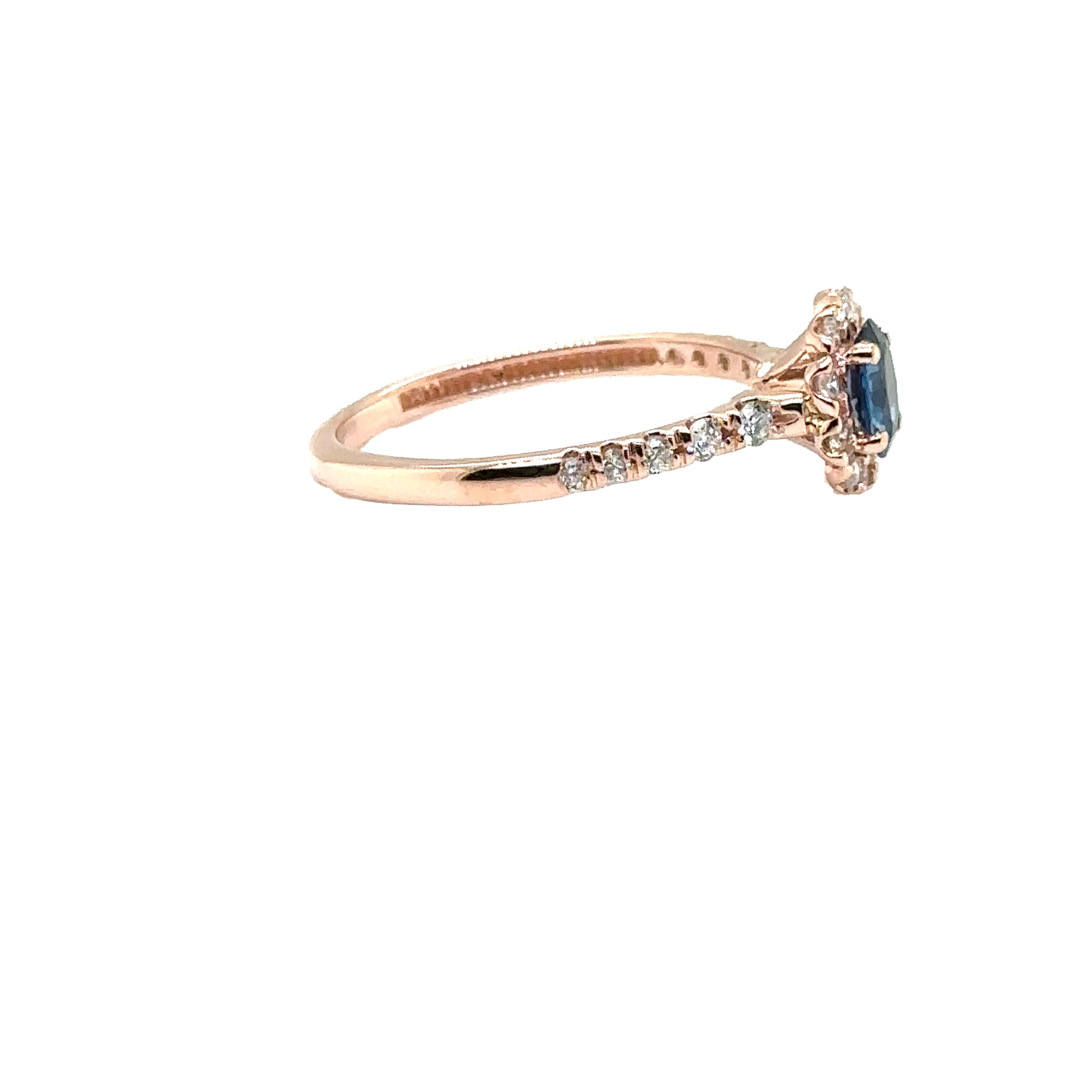 JAS-21-2243 - 14K ROSE GOLD OVAL SAPPHIRE Ring mit Diamanten  im Angebot 2