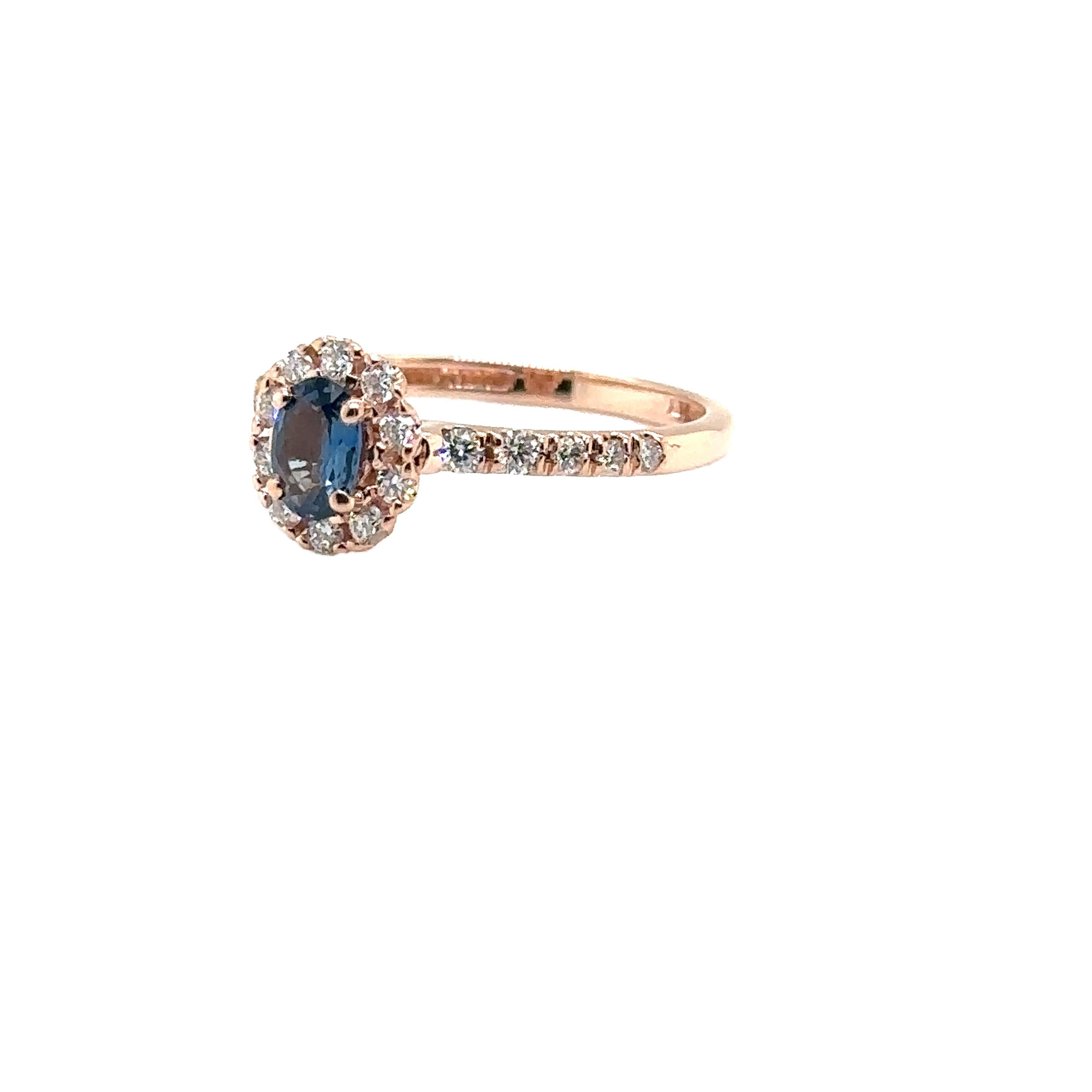 JAS-21-2243 - 14K ROSE GOLD OVAL SAPPHIRE Ring mit Diamanten  im Angebot 3