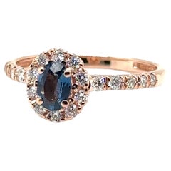 JAS-21-2243 - 14K ROSE GOLD OVAL SAPPHIRE RING with DIAMONDS 