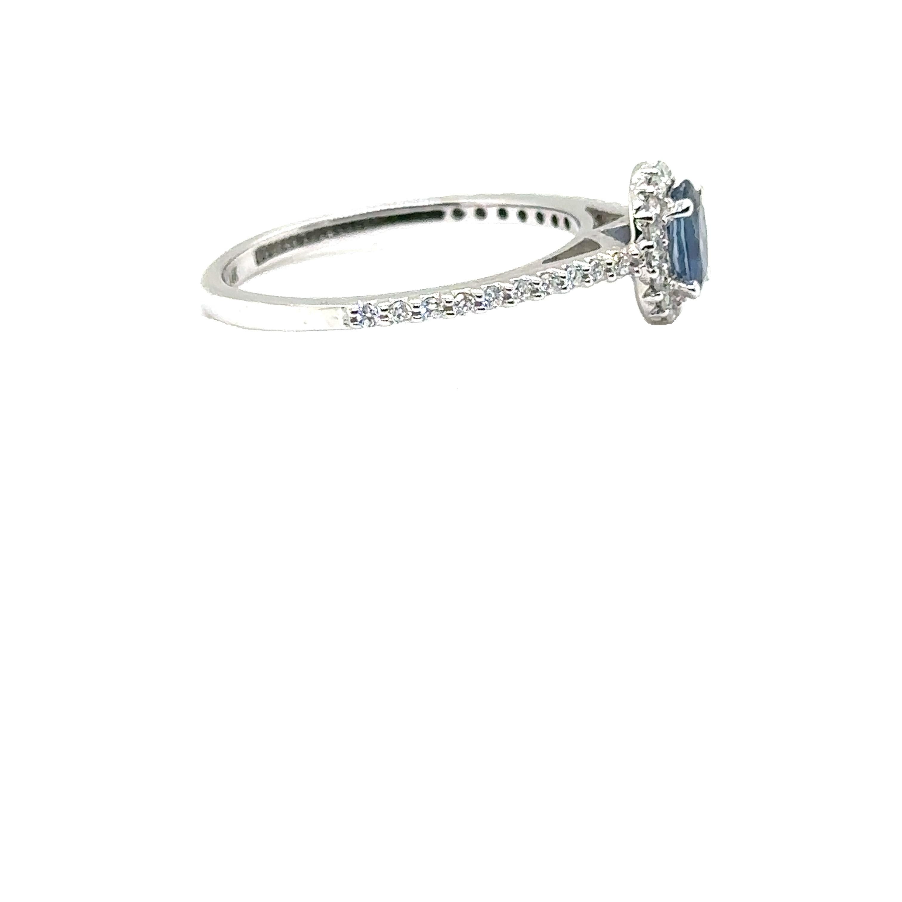 JAS-21-2244 - 14K WHITE GOLD OVAL SAPPHIRE RING with DIAMONDS  For Sale 4