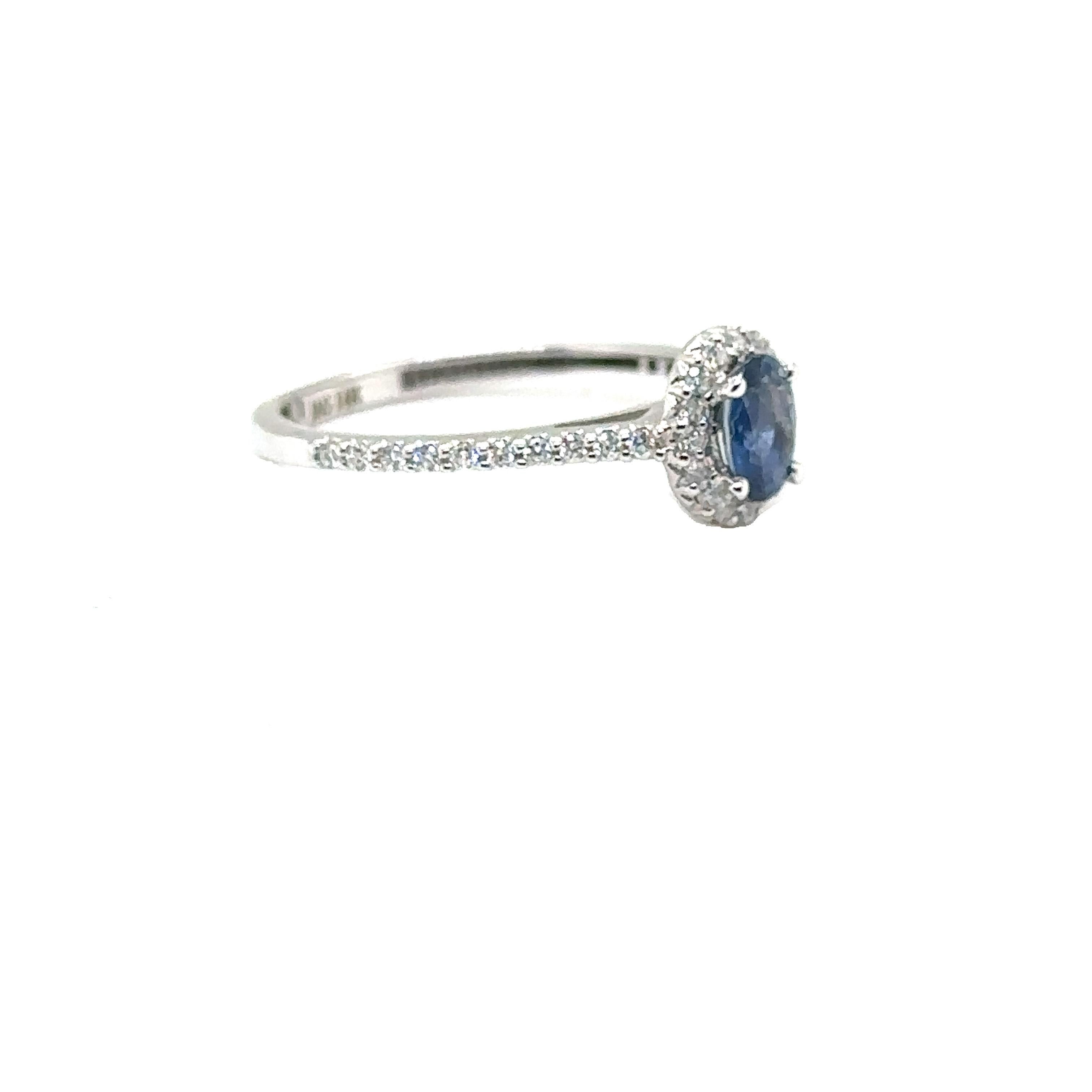 JAS-21-2244 - 14K WHITE GOLD OVAL SAPPHIRE RING with DIAMONDS  For Sale 2