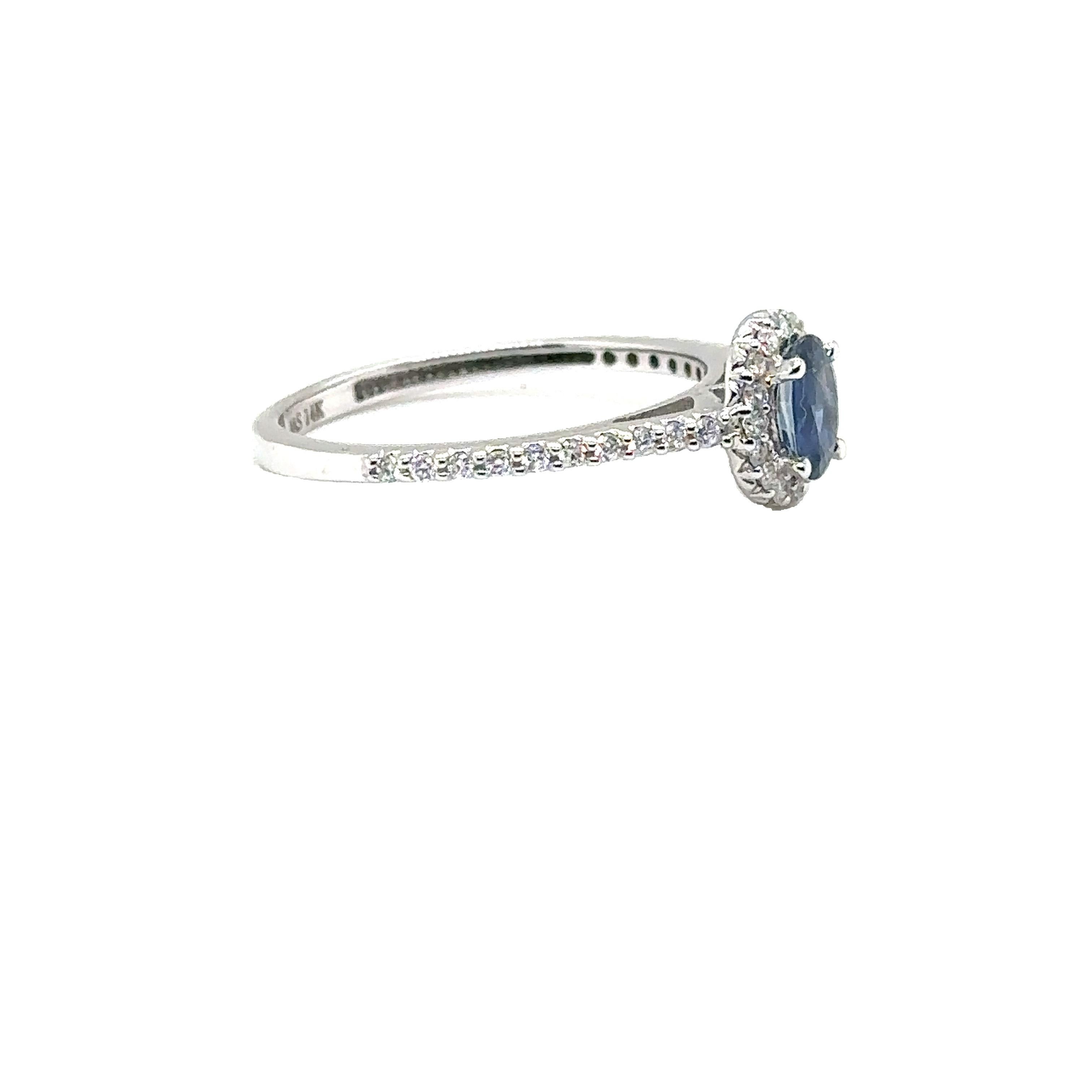 JAS-21-2244 - 14K WHITE GOLD OVAL SAPPHIRE RING with DIAMONDS  For Sale 3