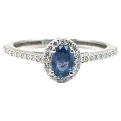 JAS-21-2244 - 14K WHITE GOLD OVAL SAPPHIRE RING with DIAMONDS 