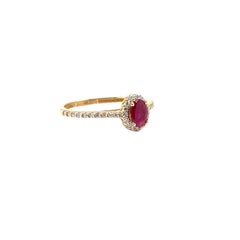 JAS-21-2244YEL - 14K YELLOW GOLD OVAL RUBY Ring mit Diamanten