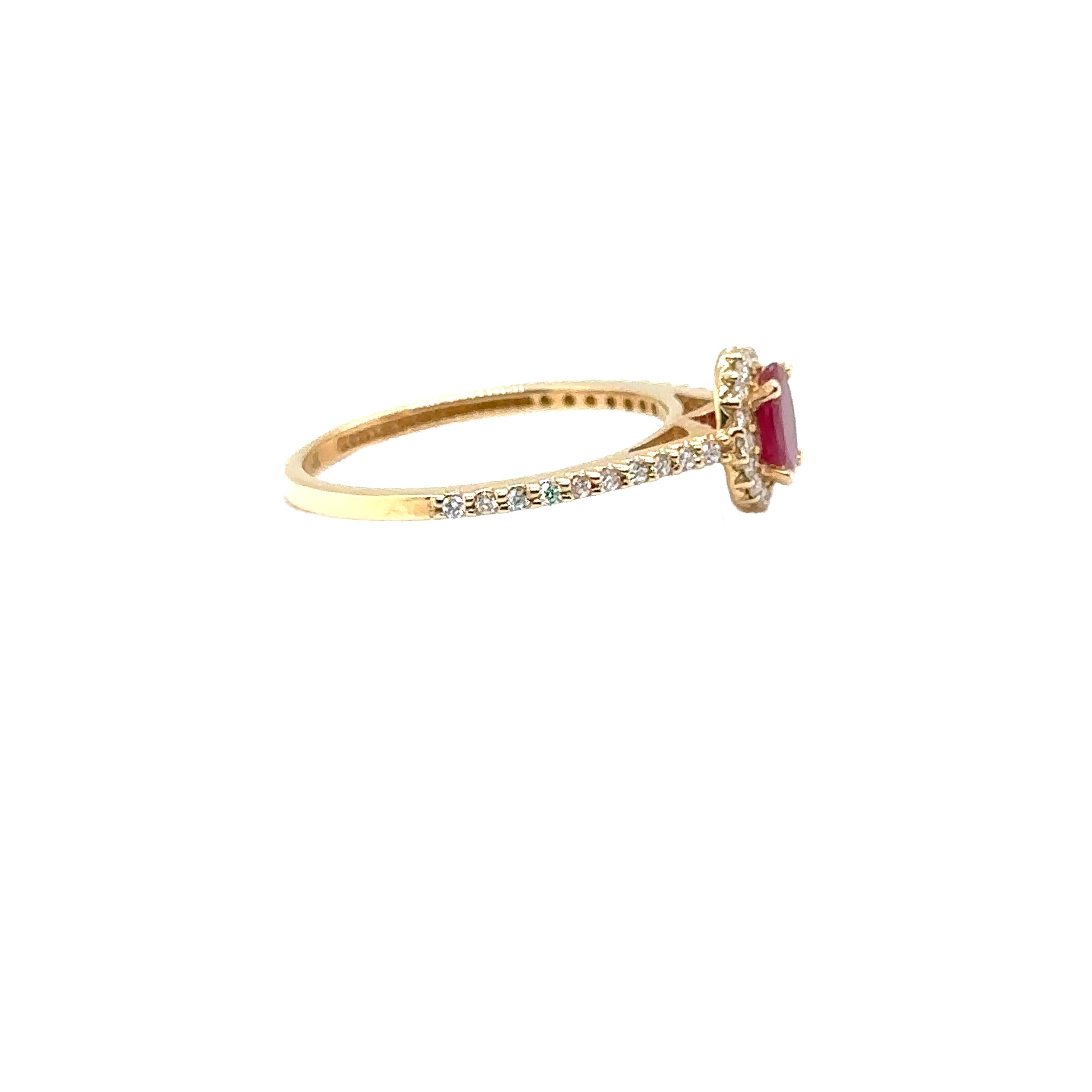 JAS-21-2244YEL - 14K YELLOW GOLD OVAL RUBY RING with DIAMONDS In New Condition For Sale In New York, NY