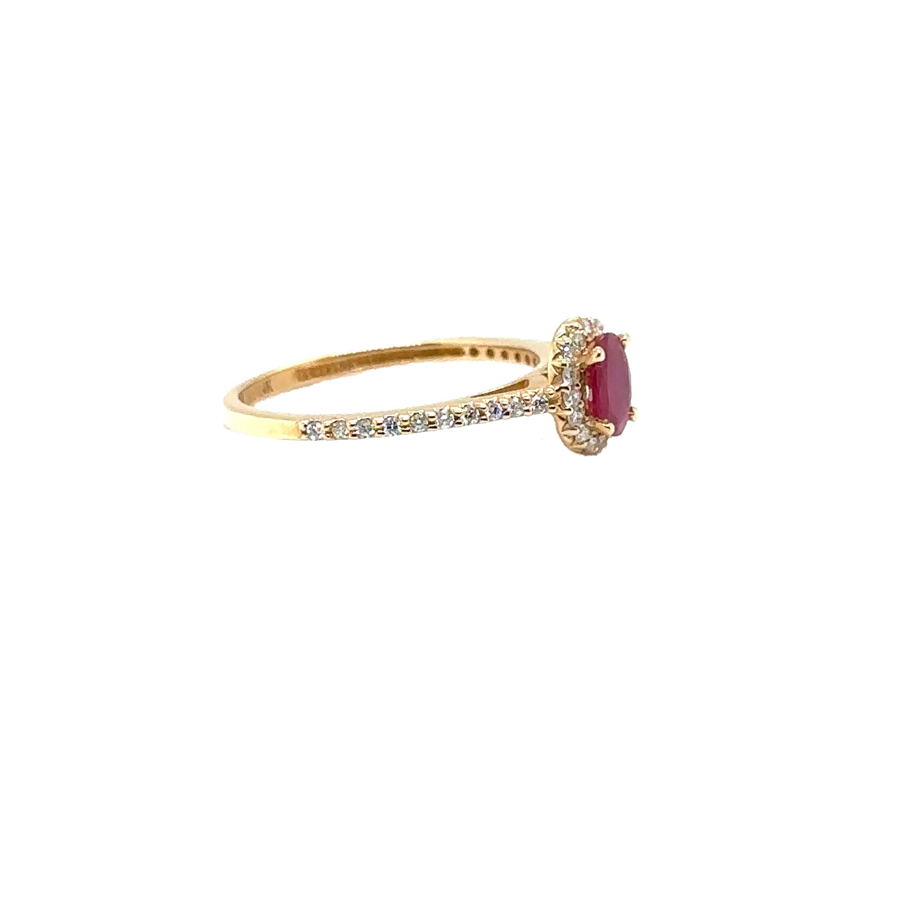 JAS-21-2244YEL - 14K YELLOW GOLD OVAL RUBY RING with DIAMONDS For Sale 1