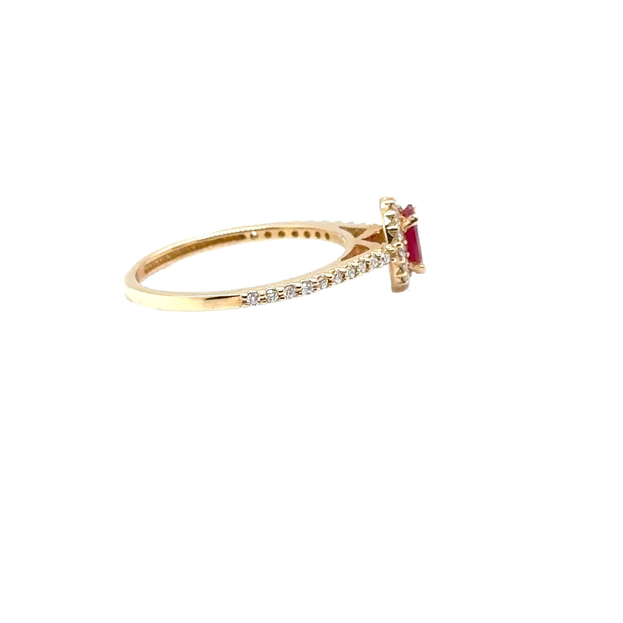 JAS-21-2244YEL - 14K YELLOW GOLD OVAL RUBY RING with DIAMONDS For Sale 3