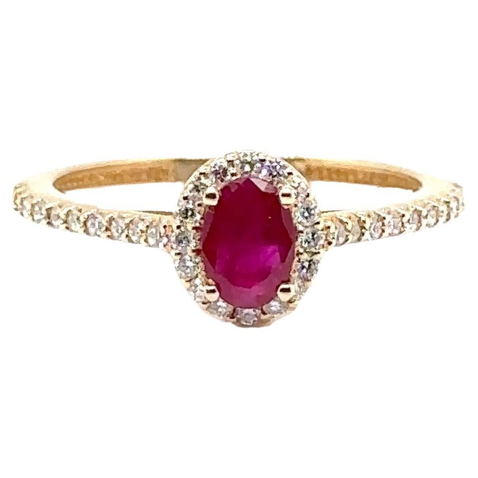 JAS-21-2244YEL - 14K YELLOW GOLD OVAL RUBY RING with DIAMONDS For Sale