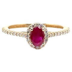 JAS-21-2244YEL - 14K YELLOW GOLD OVAL RUBY RING with DIAMONDS