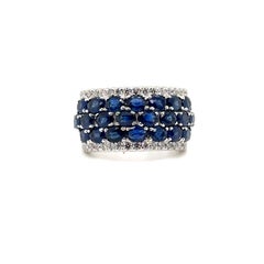 JAS-21-2246 - 14K WHITE GOLD 0.50Ct GH-SI1 DIAMONDS & 4X3 5.50Ct OVAL SAPPHIRES