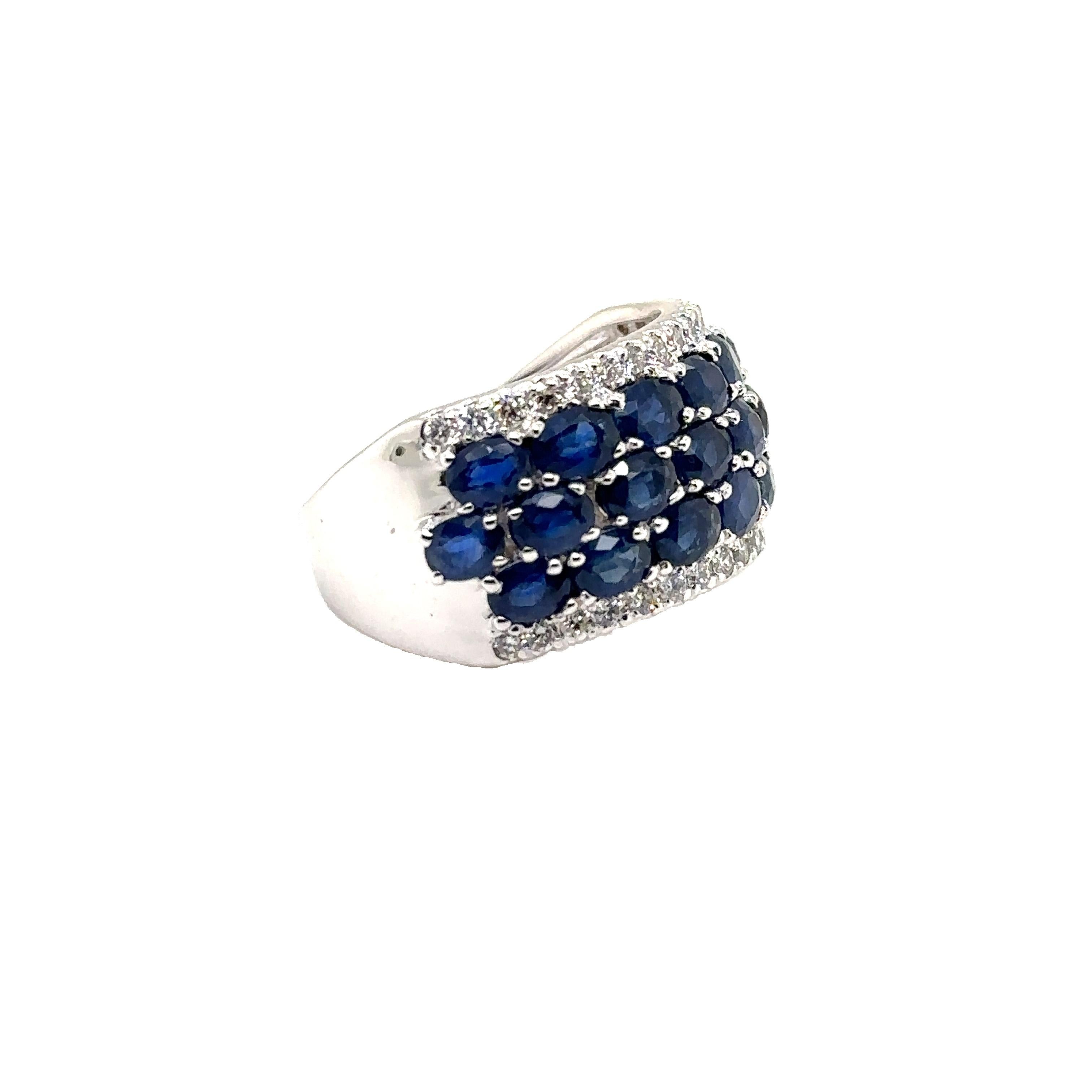 Modern JAS-21-2246 - 14K WHITE GOLD 0.50Ct GH-SI1 DIAMONDS & 4X3 5.50Ct OVAL SAPPHIRES  For Sale