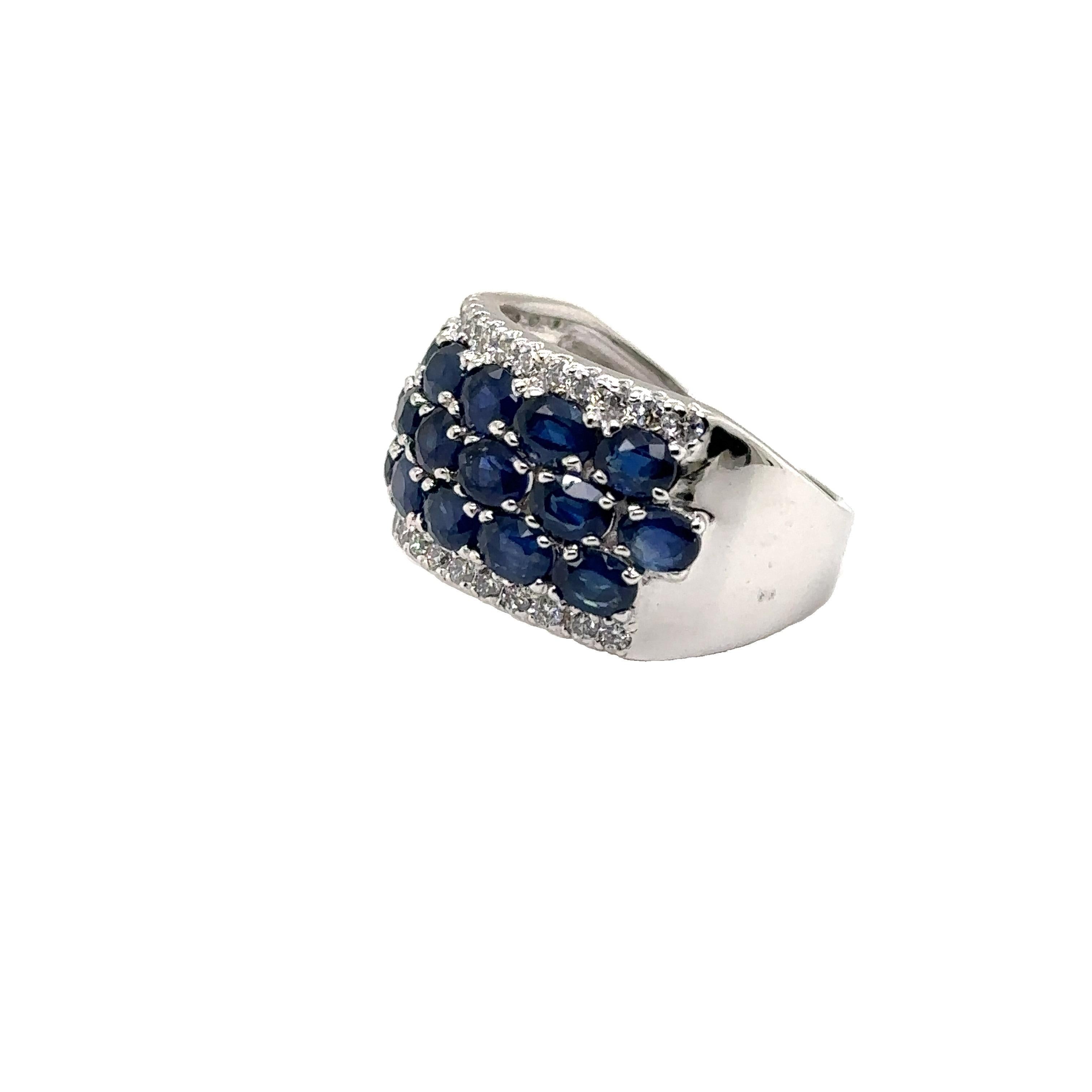 Women's JAS-21-2246 - 14K WHITE GOLD 0.50Ct GH-SI1 DIAMONDS & 4X3 5.50Ct OVAL SAPPHIRES For Sale