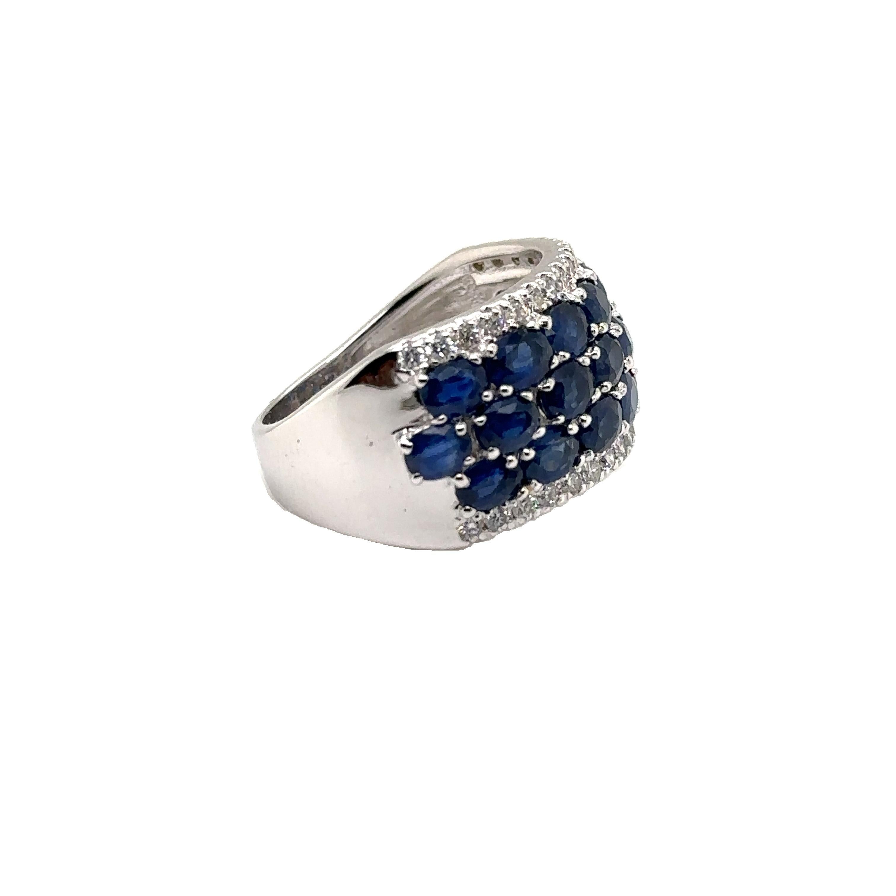 JAS-21-2246 - 14K WHITE GOLD 0.50Ct GH-SI1 DIAMONDS & 4X3 5.50Ct OVAL SAPPHIRES For Sale 1