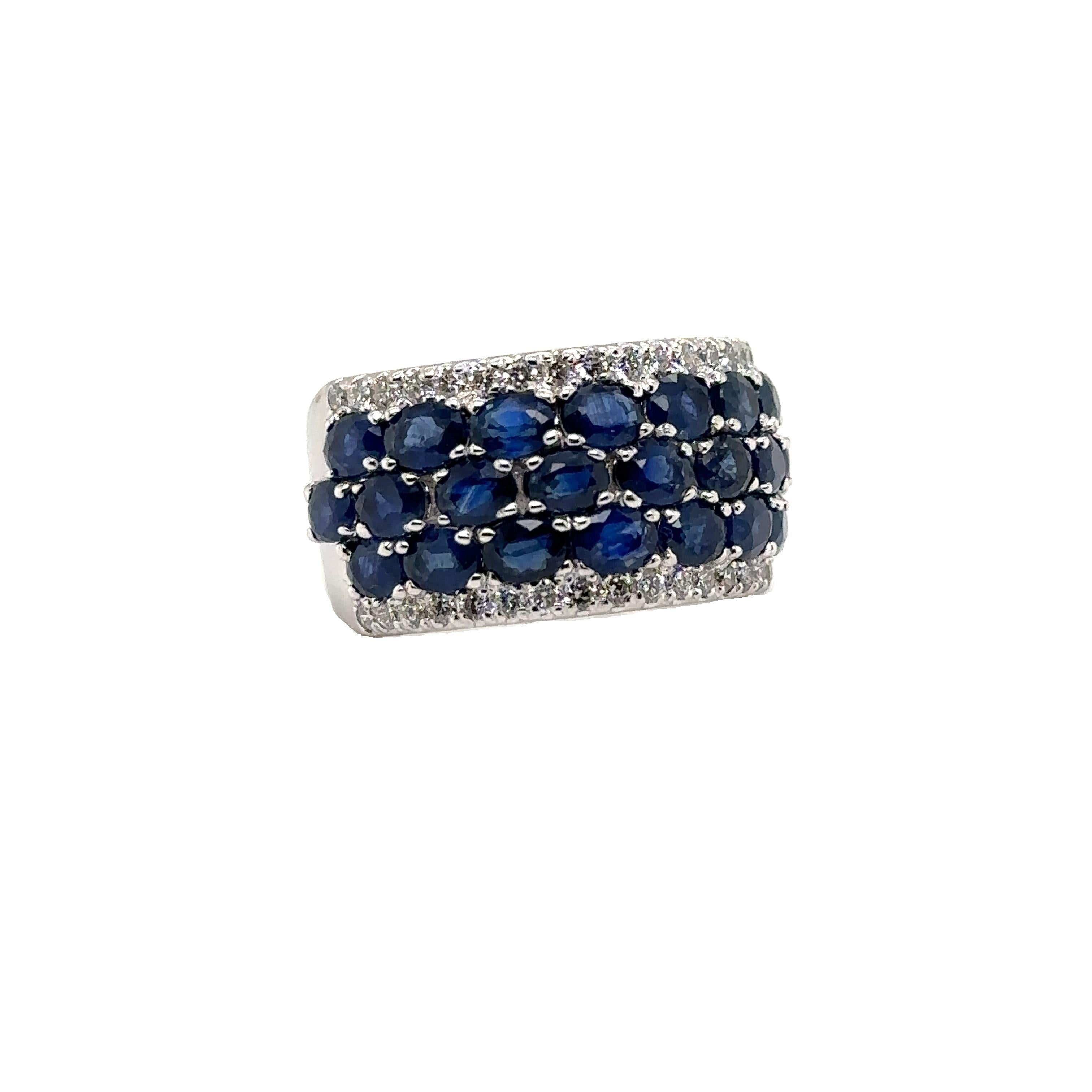 JAS-21-2246 - 14K WHITE GOLD 0.50Ct GH-SI1 DIAMONDS & 4X3 5.50Ct OVAL SAPPHIRES For Sale 2