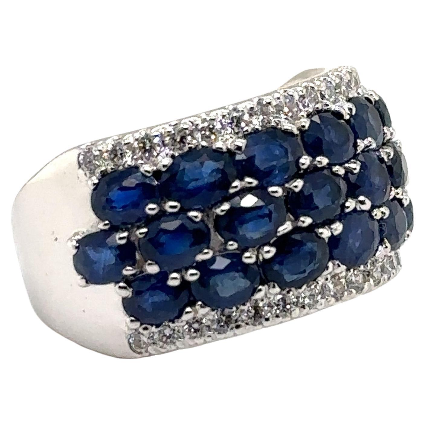JAS-21-2246 - 14K WHITE GOLD 0.50Ct GH-SI1 DIAMONDS & 4X3 5.50Ct OVAL SAPPHIRES  For Sale