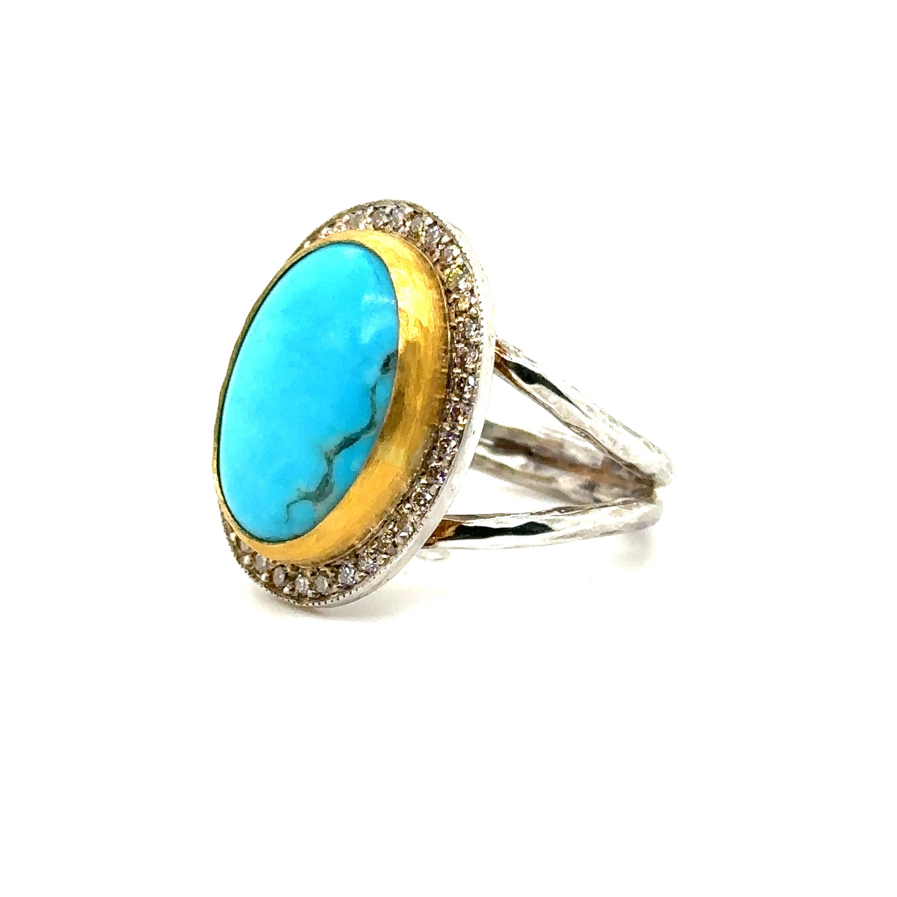 JAS-22-2302 - ANELLO IN ORO E ARGENTO 24K 0,44Ct CHAMPAGNE DIAS. in vendita 3