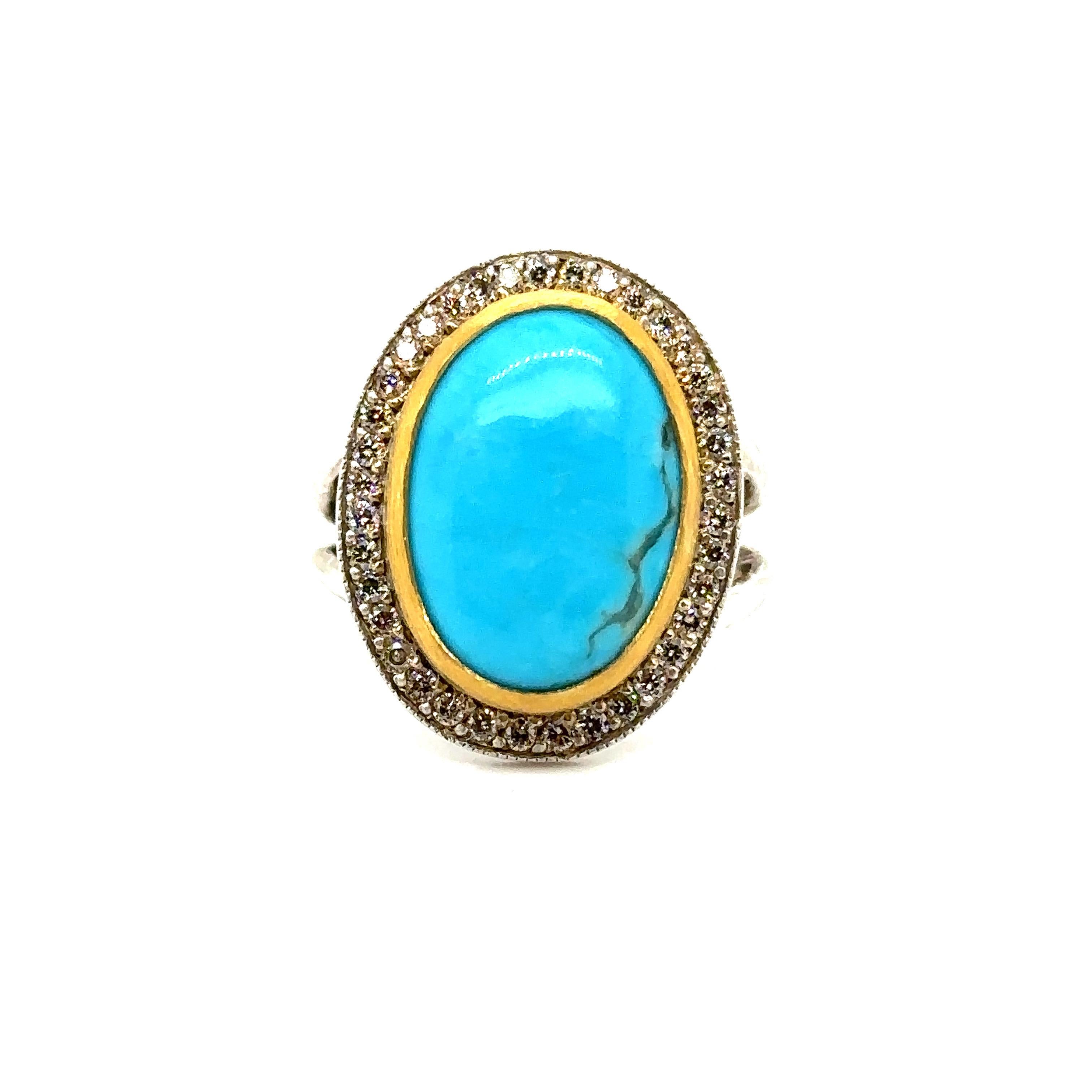 JAS-22-2302 - ANELLO IN ORO E ARGENTO 24K 0,44Ct CHAMPAGNE DIAS. in vendita 4