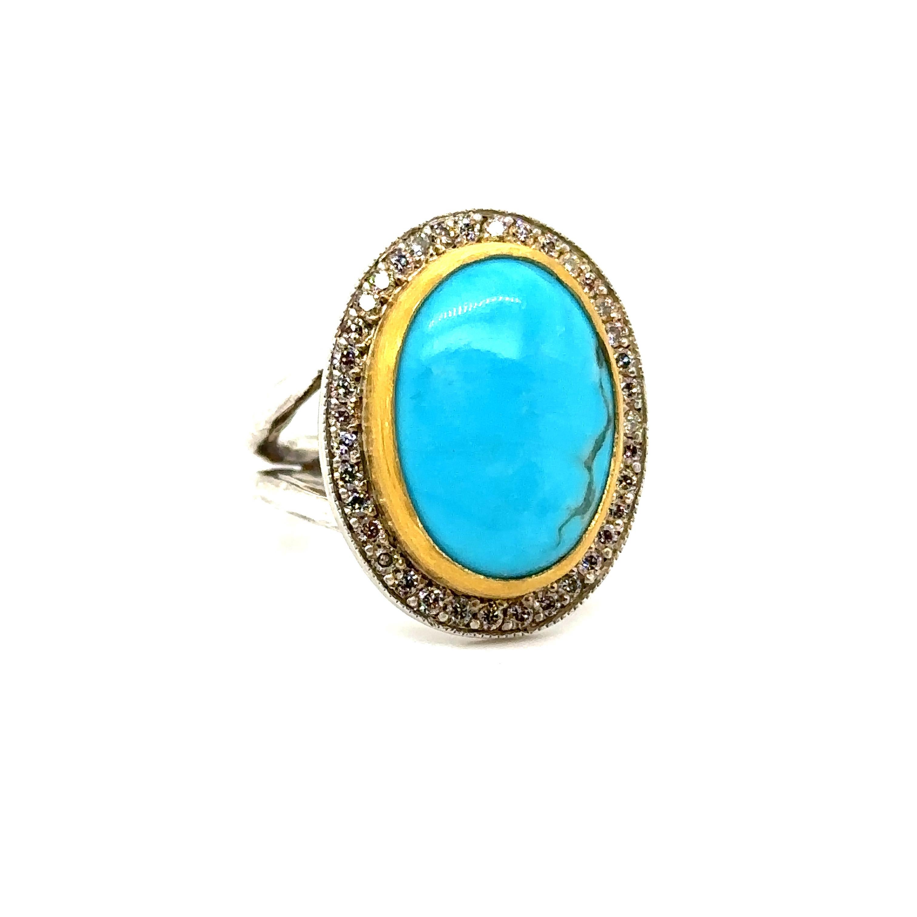Taglio ovale JAS-22-2302 - ANELLO IN ORO E ARGENTO 24K 0,44Ct CHAMPAGNE DIAS. in vendita