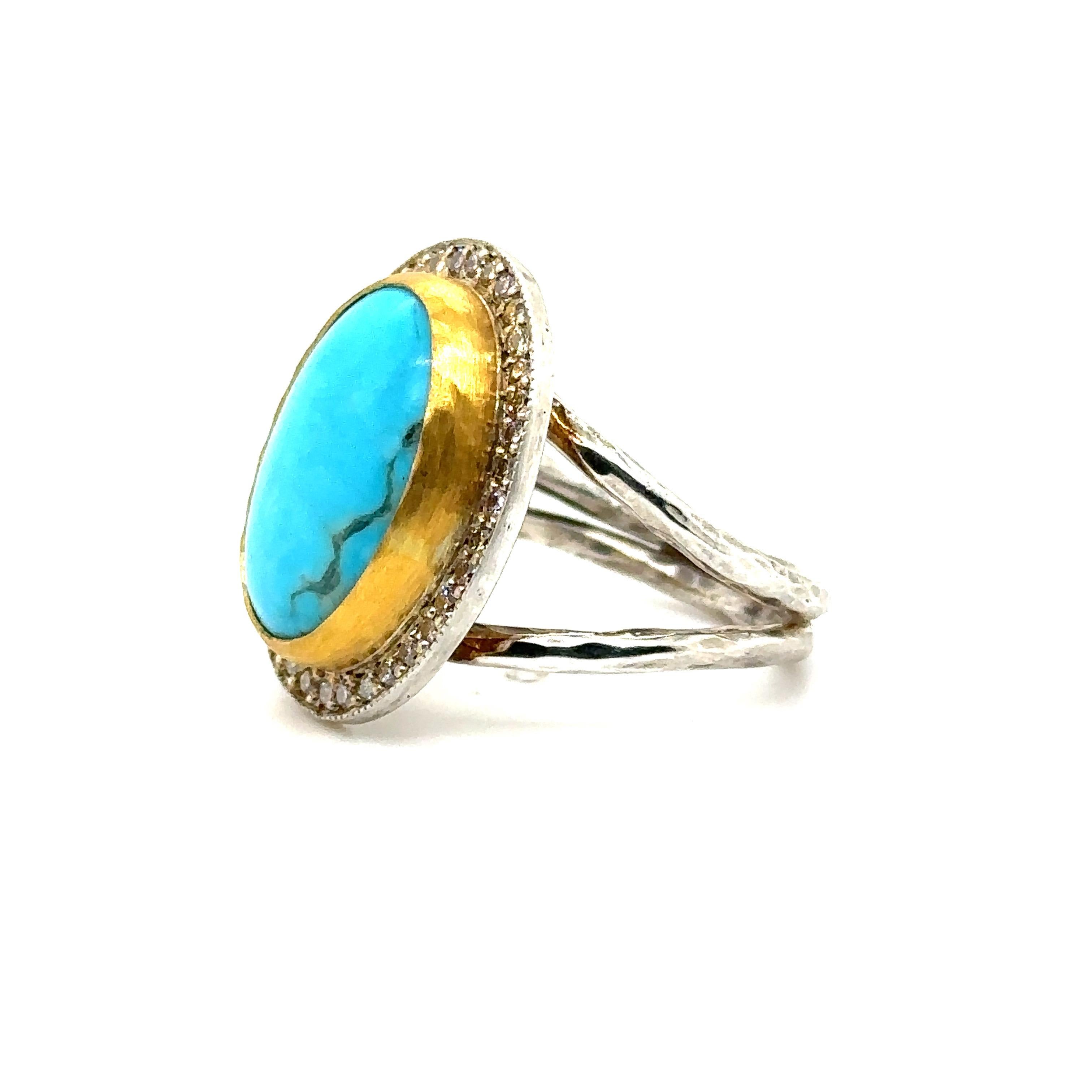 JAS-22-2302 - ANELLO IN ORO E ARGENTO 24K 0,44Ct CHAMPAGNE DIAS. In condizioni Nuovo in vendita a New York, NY