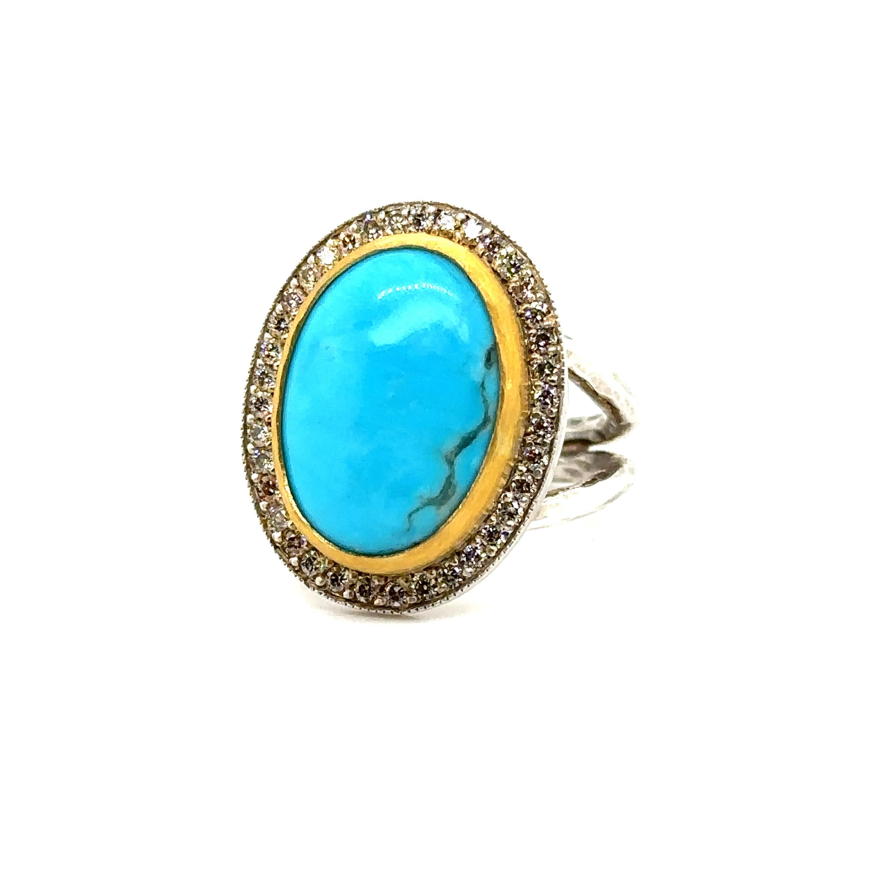 Donna JAS-22-2302 - ANELLO IN ORO E ARGENTO 24K 0,44Ct CHAMPAGNE DIAS. in vendita