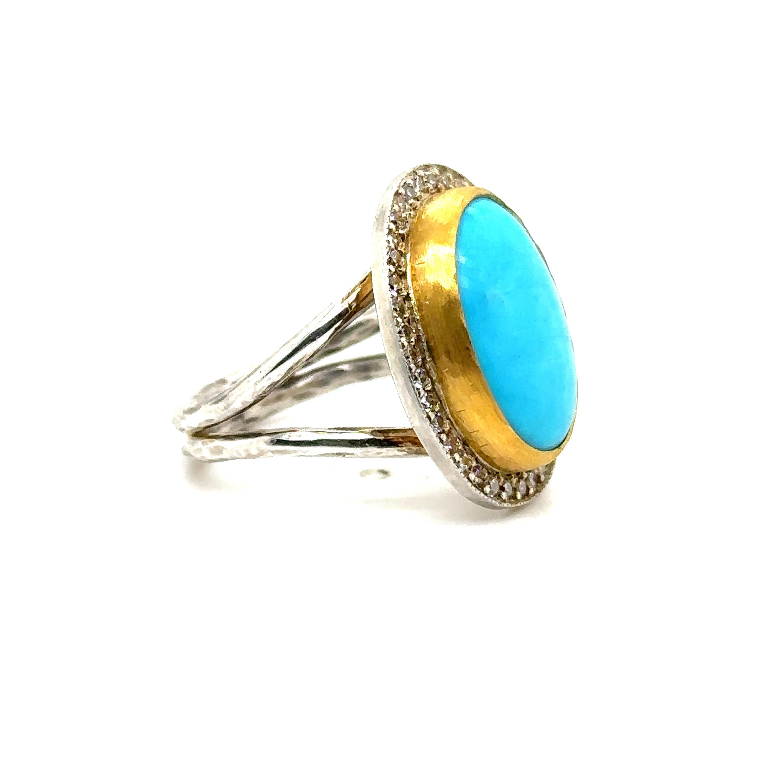 JAS-22-2302 - ANELLO IN ORO E ARGENTO 24K 0,44Ct CHAMPAGNE DIAS. in vendita 1
