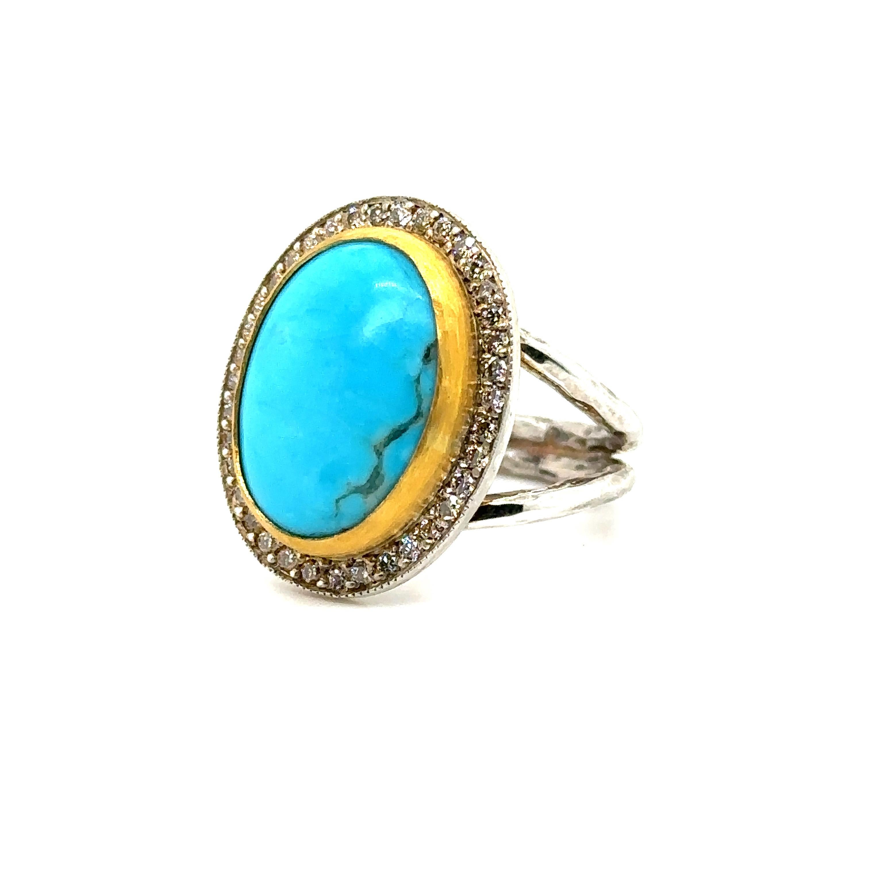 JAS-22-2302 - ANELLO IN ORO E ARGENTO 24K 0,44Ct CHAMPAGNE DIAS. in vendita 2