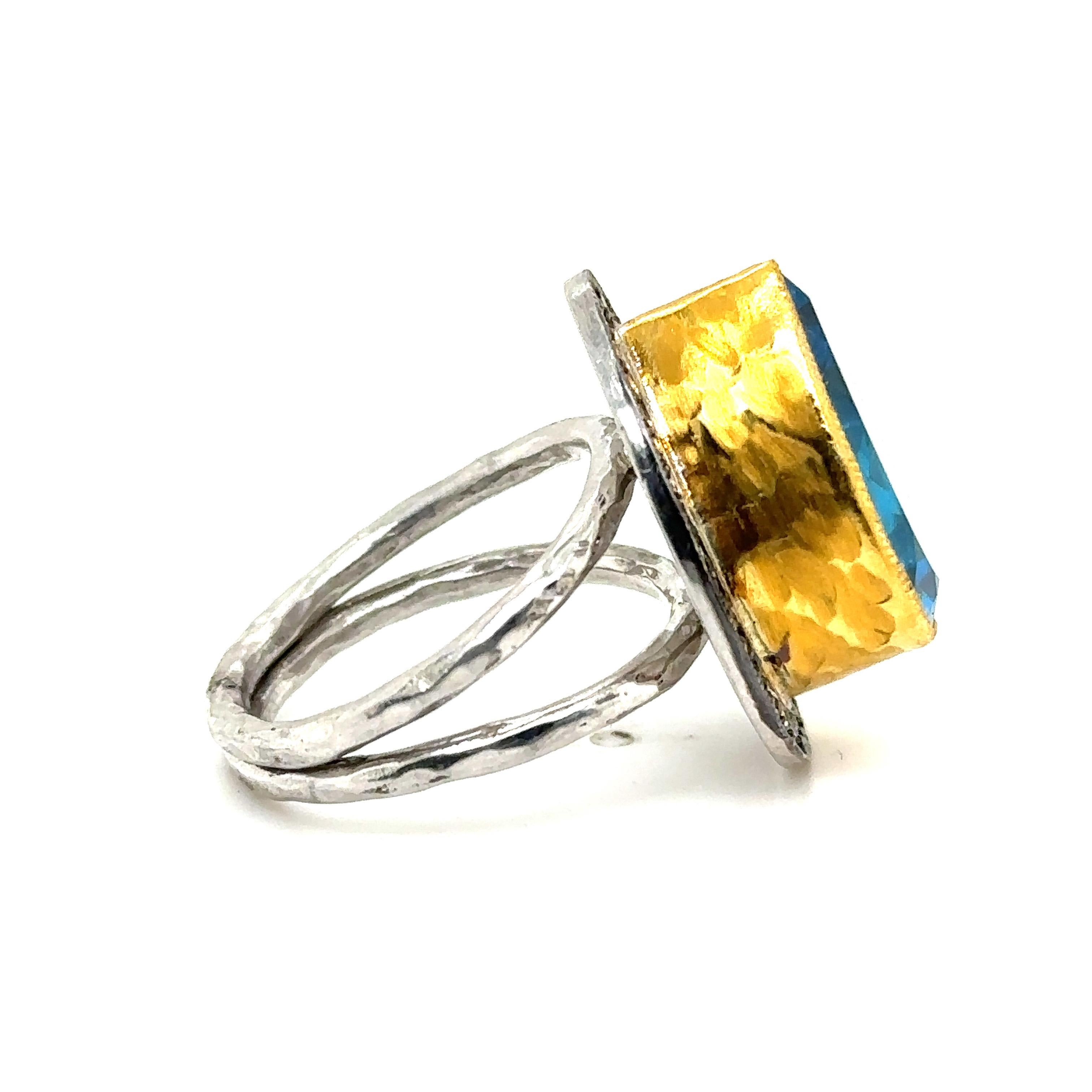 JAS-22-2306 - 24K GOLD/STERLING SILVER RING 0.40Ct CHAMPAGNE DIAS. For Sale 6