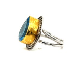 JAS-22-2306 - 24K GOLD/STERLING SILVER RING 0.40Ct CHAMPAGNE DIAS.