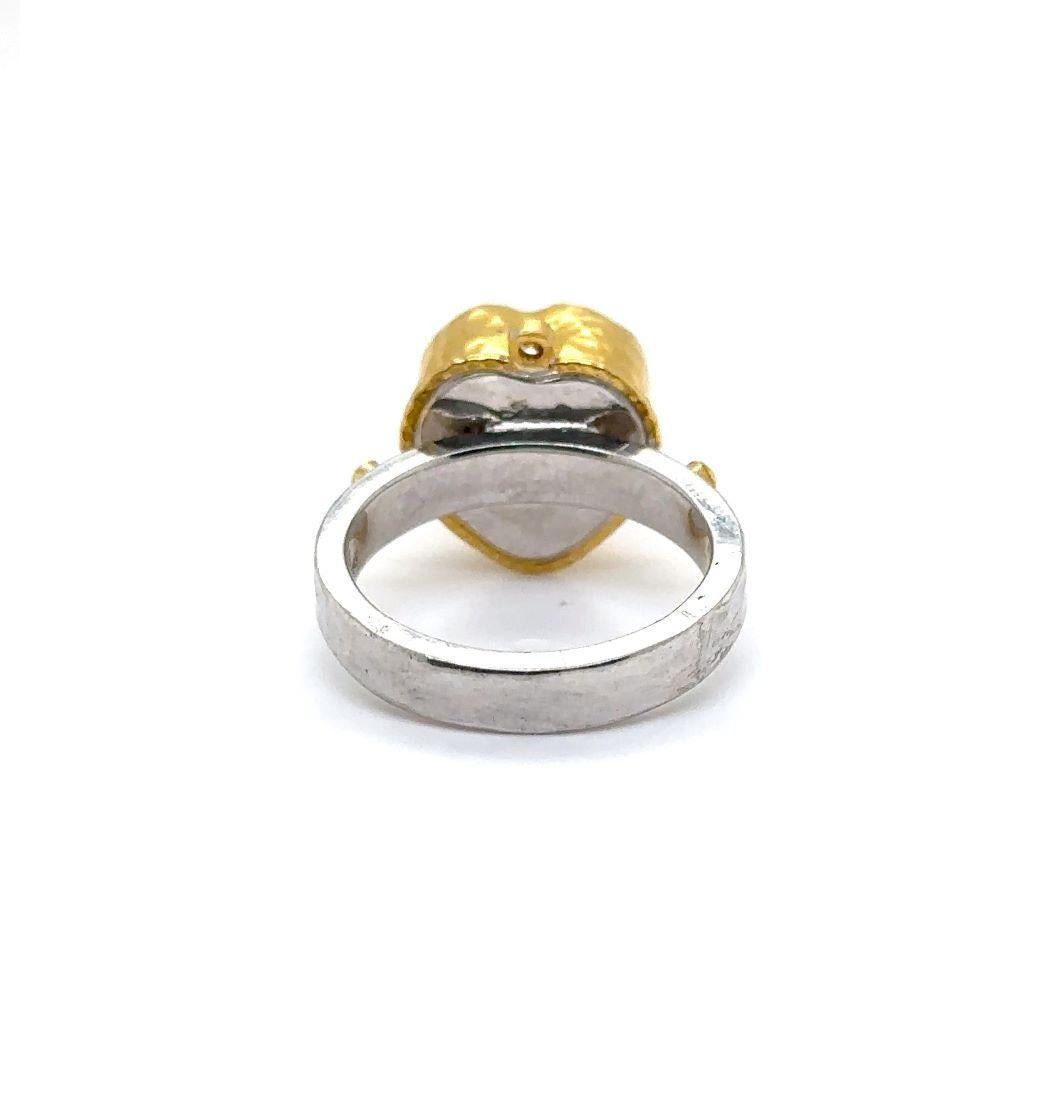 JAS-22-2310 - 24K/SS HEART SHAPE SKY BLUE TOPAZ HAND MADE RING with DIAMONDS For Sale 5