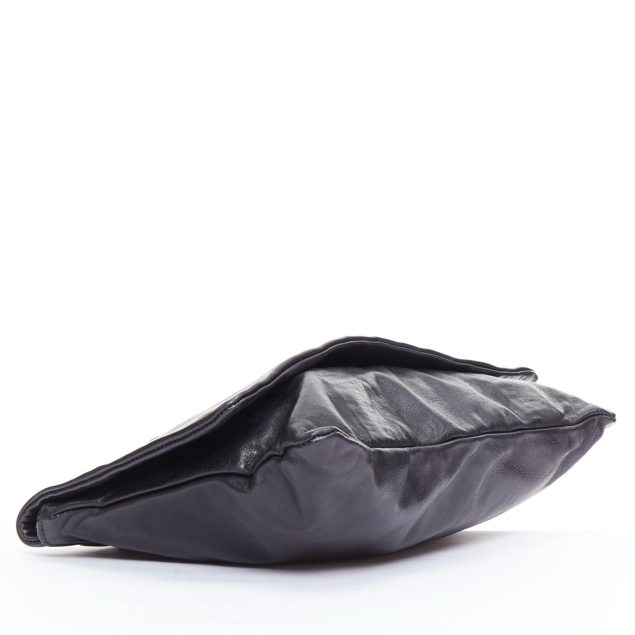 Women's JAS MB black leather debossed stud flap oversized clutch bag