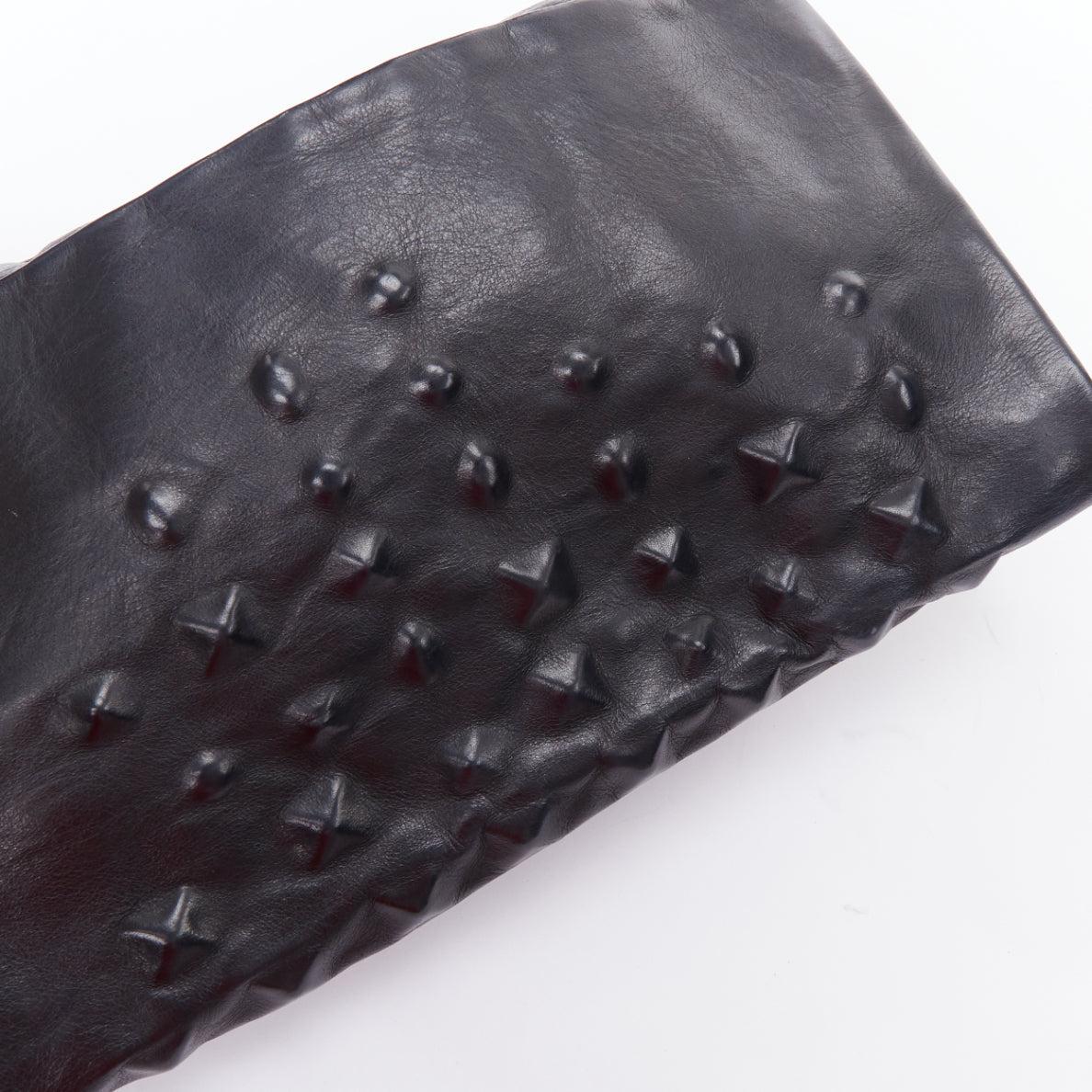 JAS MB black leather debossed stud flap oversized clutch bag 1