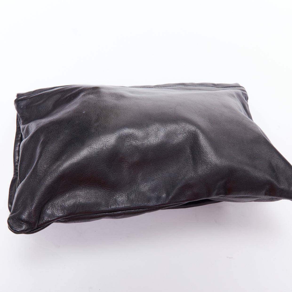 JAS MB black leather debossed stud flap oversized clutch bag 2