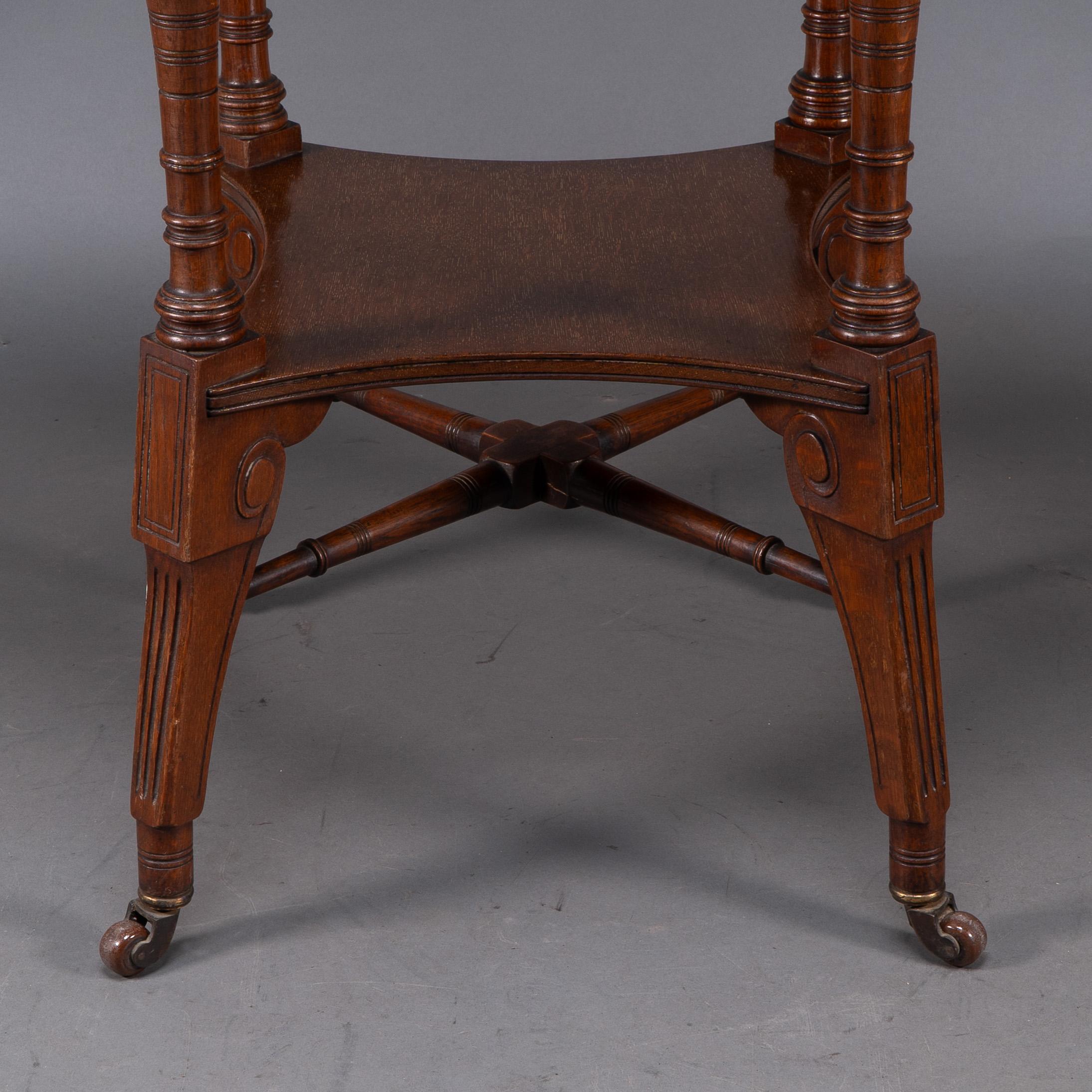 Jas Shoolbred. An Aesthetic Movement walnut octagonal center table For Sale 7