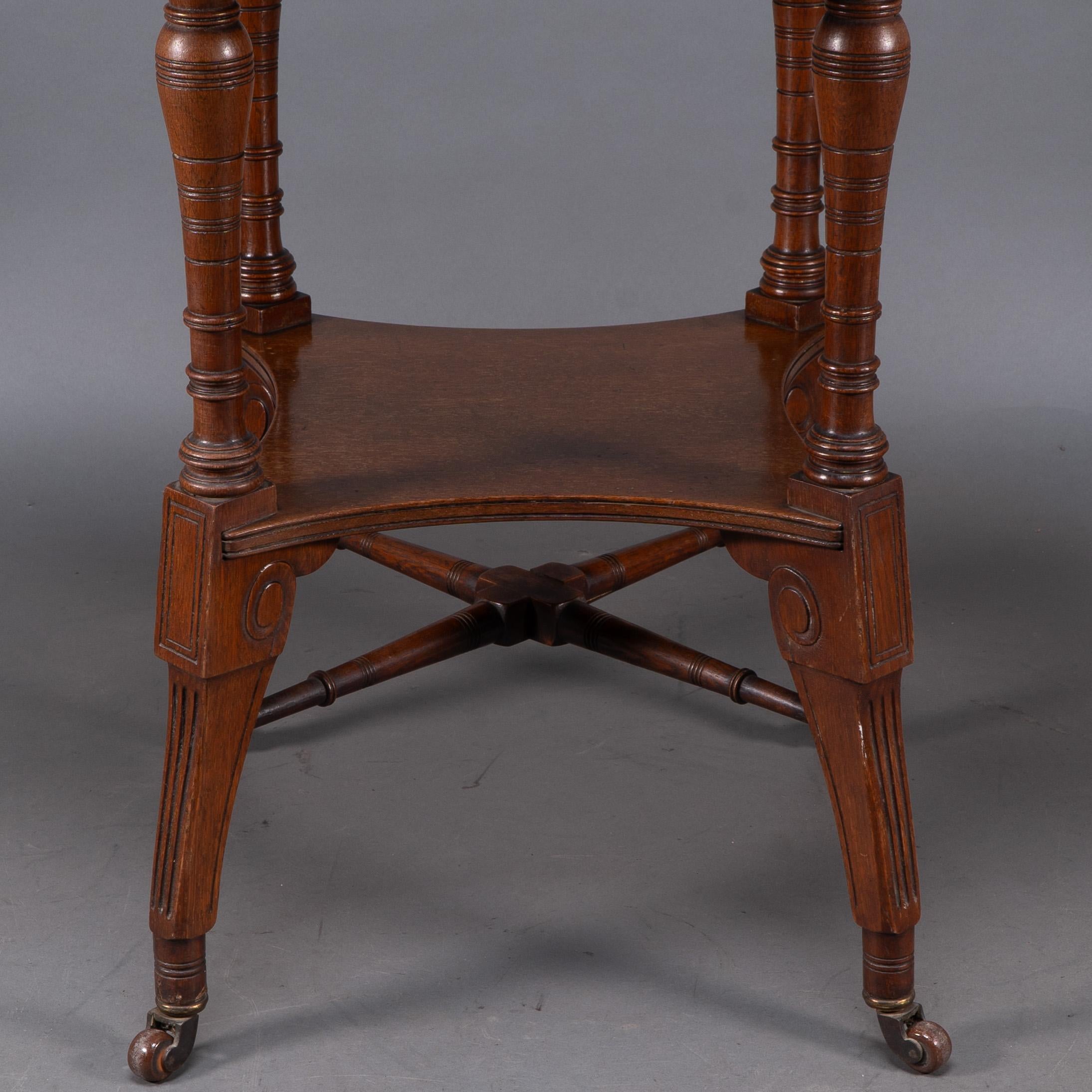 Jas Shoolbred. An Aesthetic Movement walnut octagonal center table For Sale 8