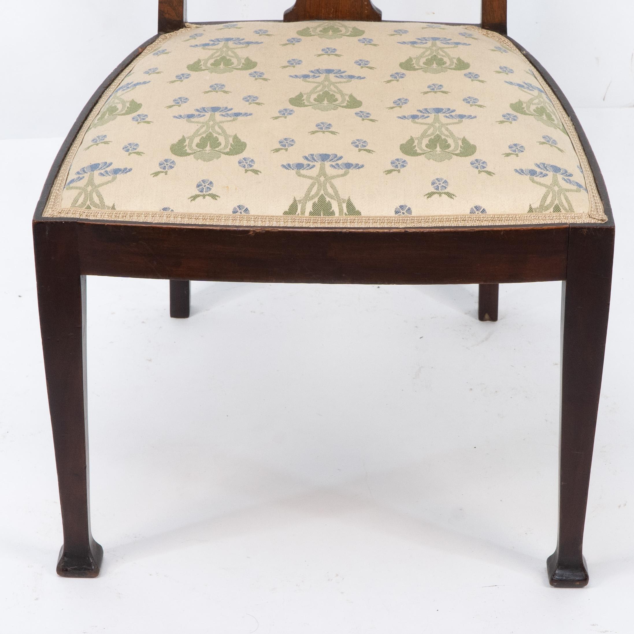 Jas Shoolbred. Silla Arts & Crafts de palisandro de caoba con incrustaciones florales estilizadas en venta 2