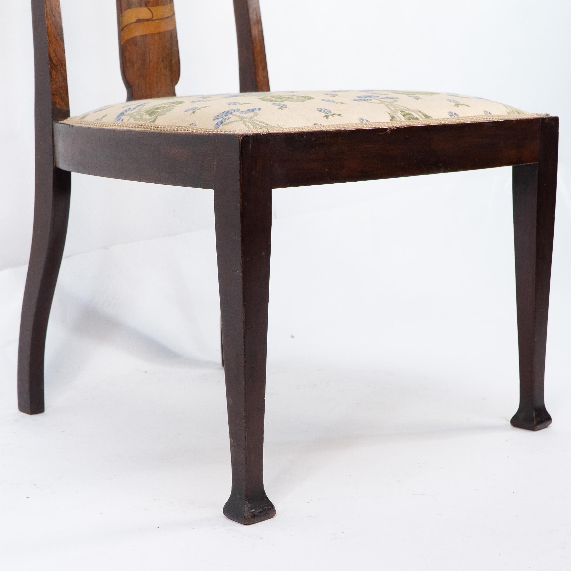Jas Shoolbred. Silla Arts & Crafts de palisandro de caoba con incrustaciones florales estilizadas en venta 4
