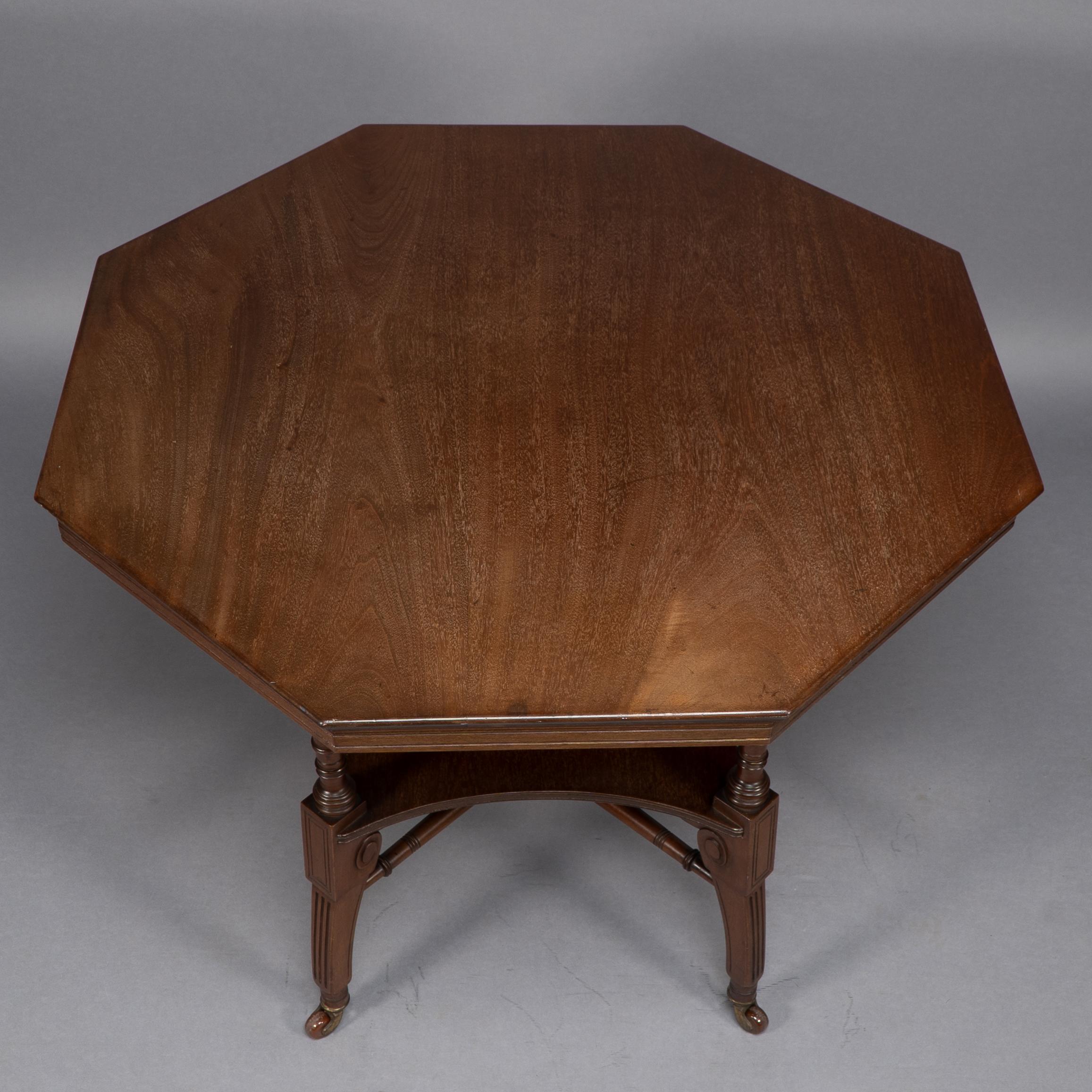 Jas Shoolbred Attri, An Aesthetic Movement octagonal shaped centre table For Sale 5