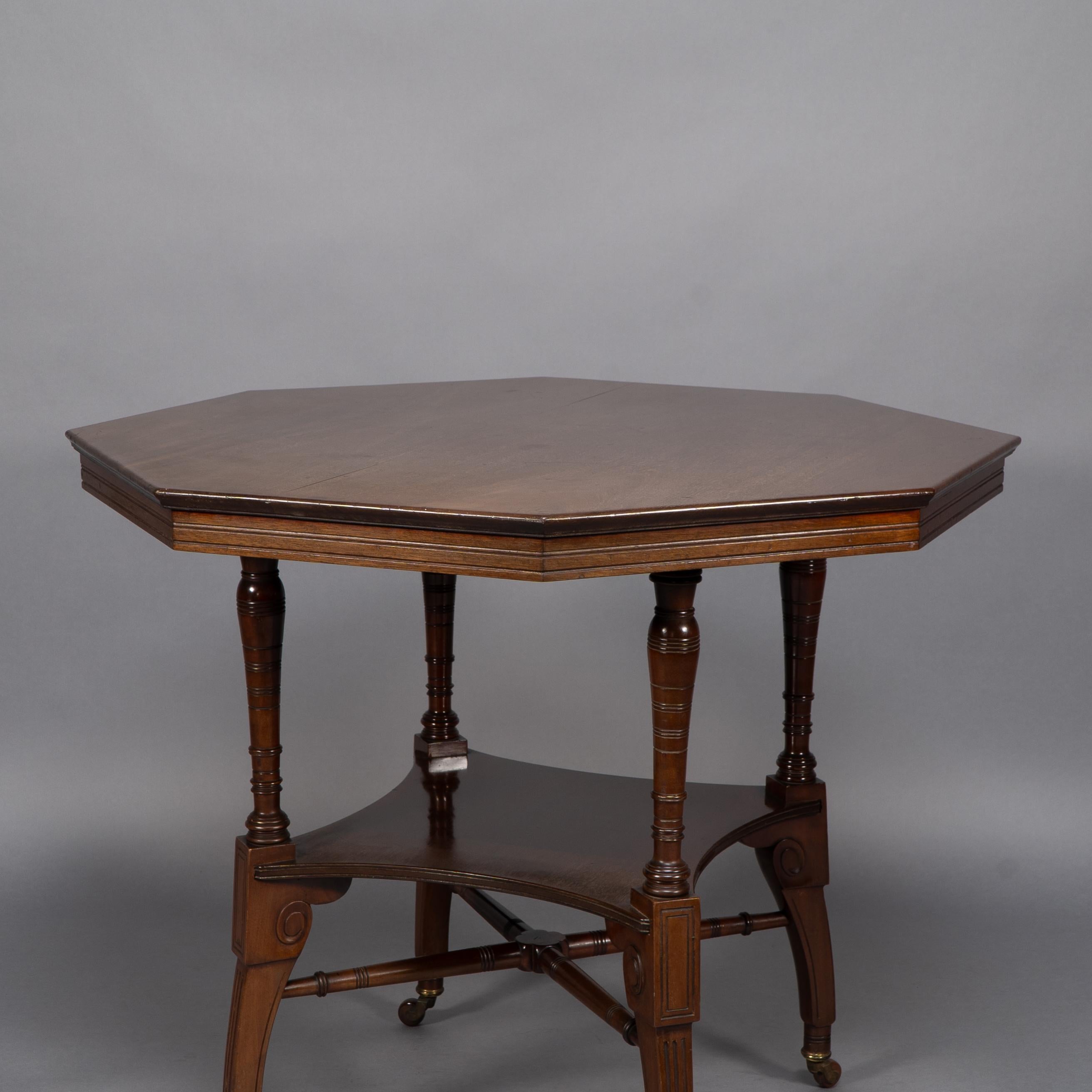 Jas Shoolbred Attri, An Aesthetic Movement octagonal shaped centre table For Sale 6