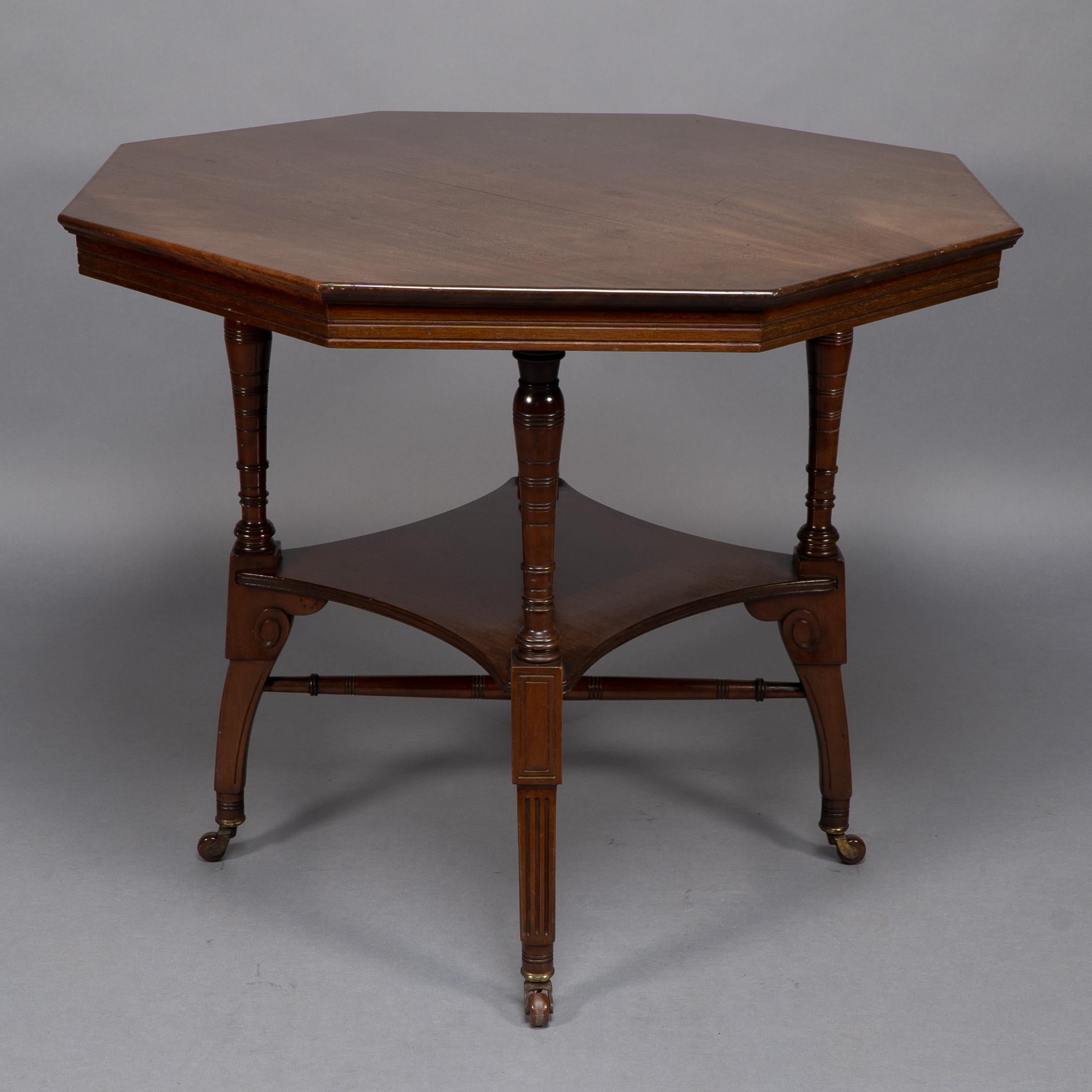 English Jas Shoolbred Attri, An Aesthetic Movement octagonal shaped centre table For Sale