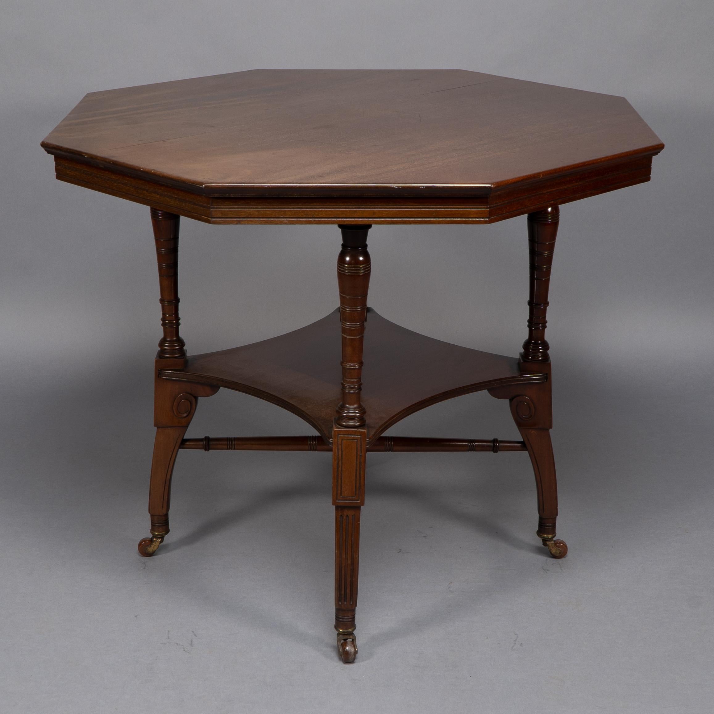 19th Century Jas Shoolbred Attri, An Aesthetic Movement octagonal shaped centre table For Sale